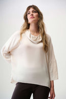 Joseph Ribkoff Satin Boxy Tunic with Cowl Collar-254217