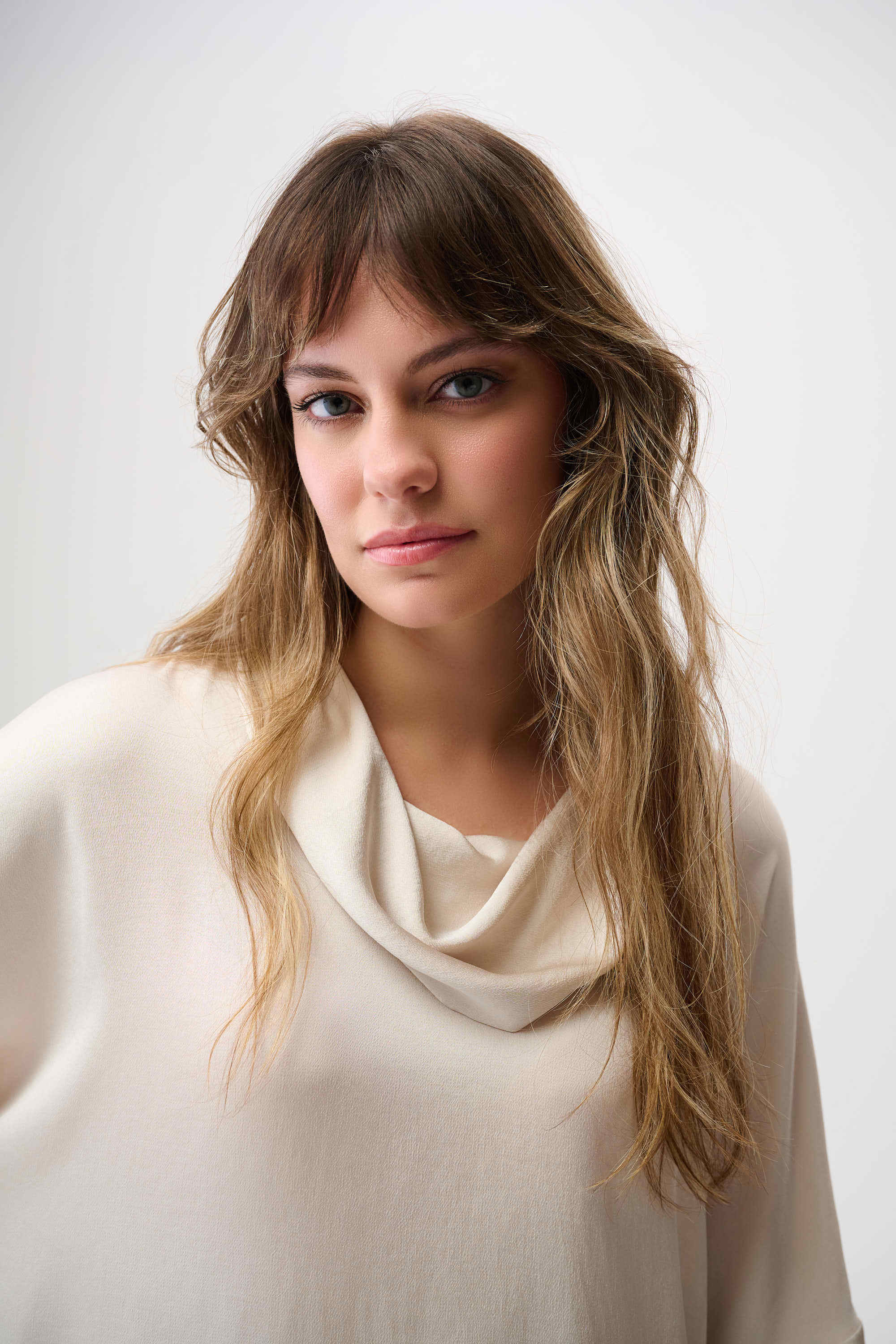 Joseph Ribkoff Satin Boxy Tunic with Cowl Collar-254217