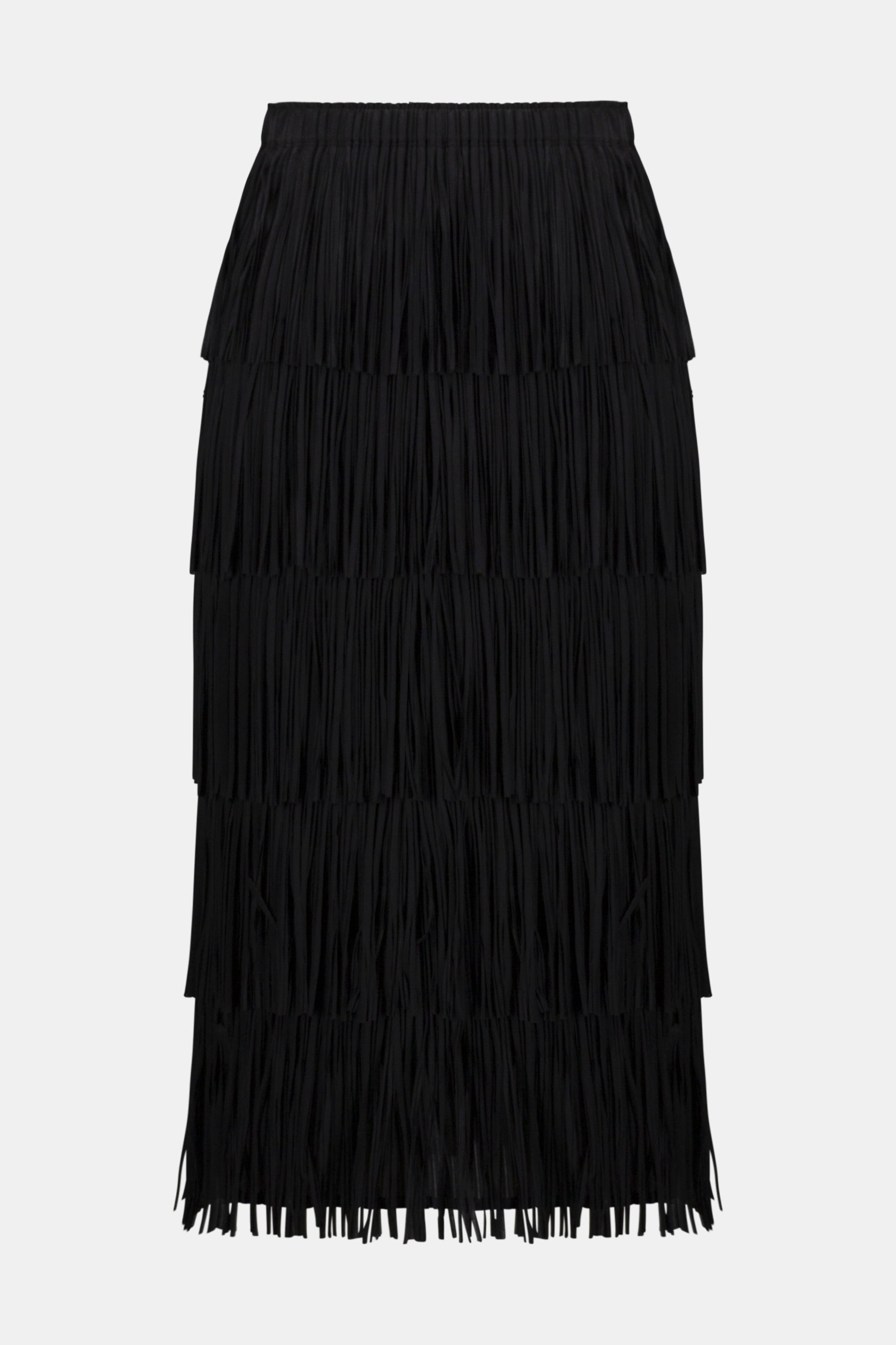 Joseph Ribkoff Pleated Pencil Skirt with Tiered Fringes-254901