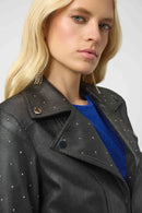 Joseph Ribkoff Foiled Faux Suede Fitted Jacket with Rhinestones-254904