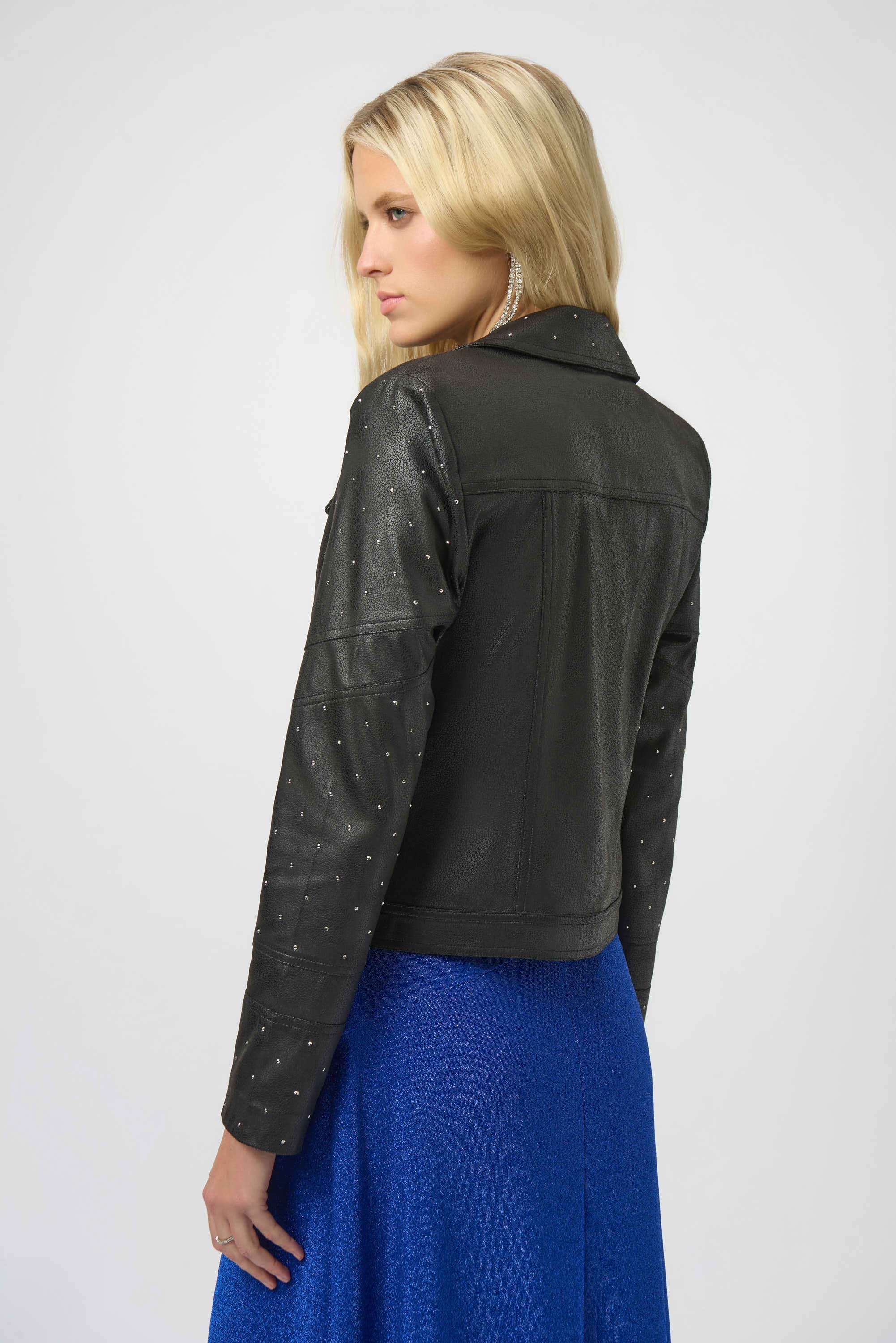 Joseph Ribkoff Foiled Faux Suede Fitted Jacket with Rhinestones-254904