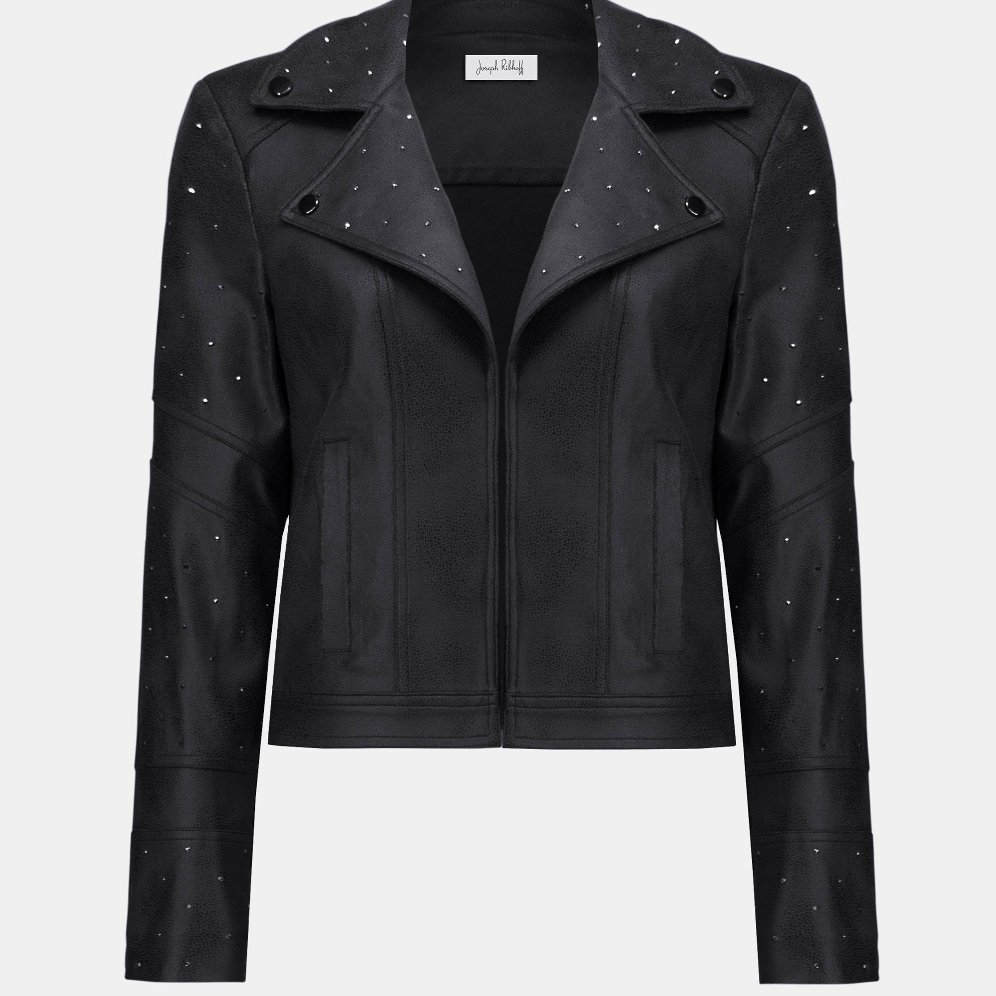 Joseph Ribkoff Foiled Faux Suede Fitted Jacket with Rhinestones-254904