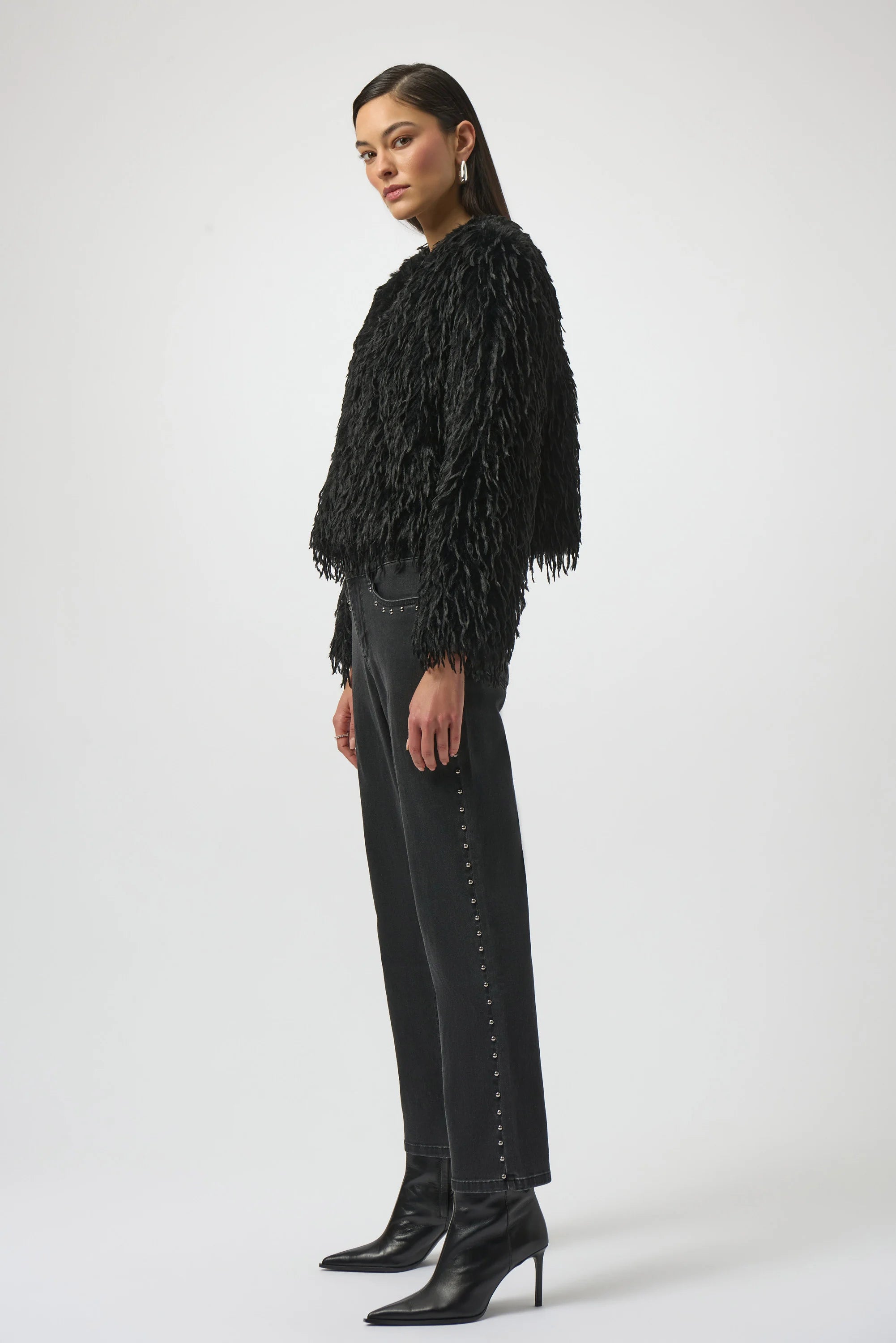 Joseph Ribkoff Faux Fur Collarless Boxy Jacket-254905