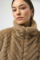 Joseph Ribkoff Chevron Faux Fur Mock Neck Vest-254906