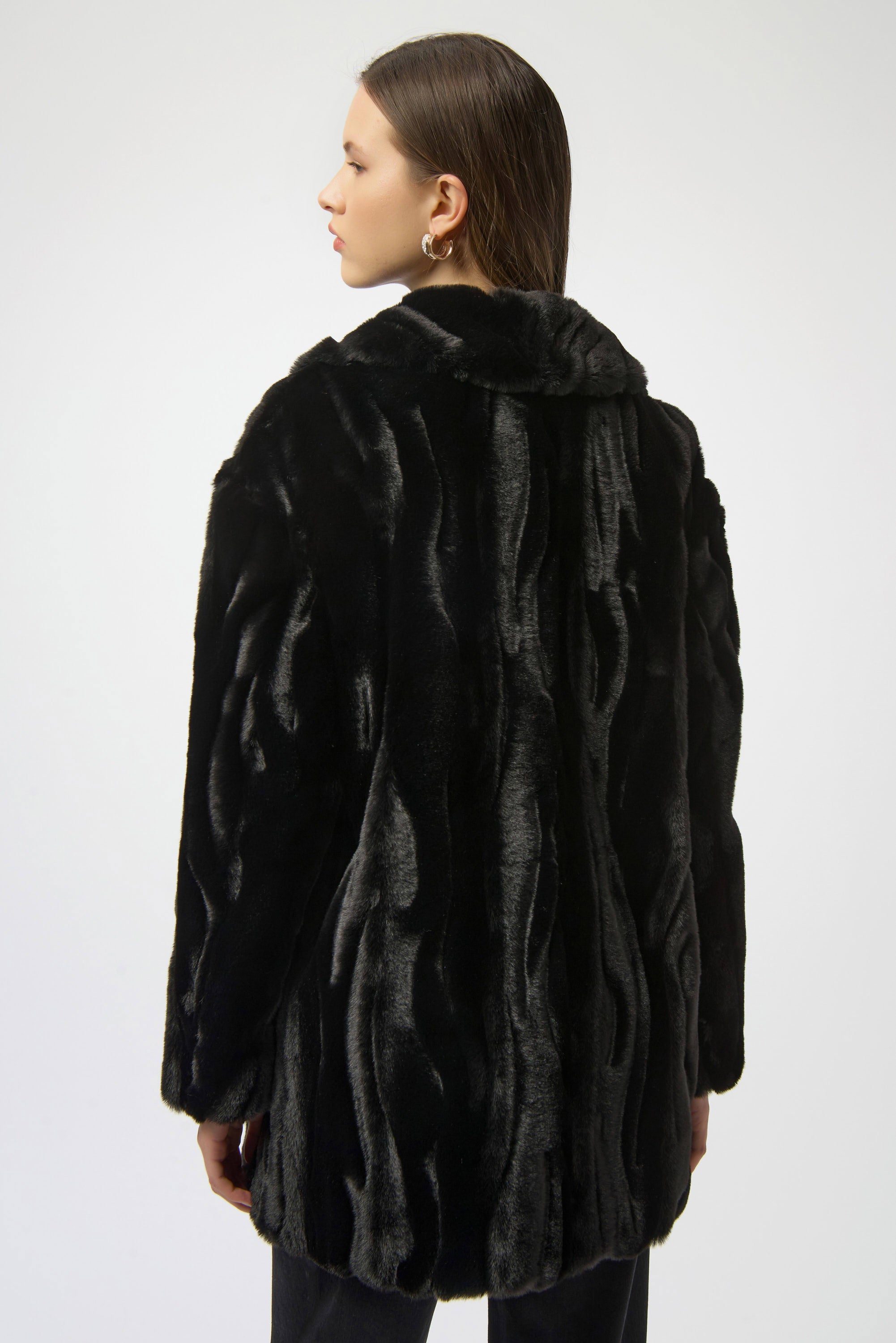 Joseph Ribkoff Textured Faux Fur Shawl Collar Coat-254908