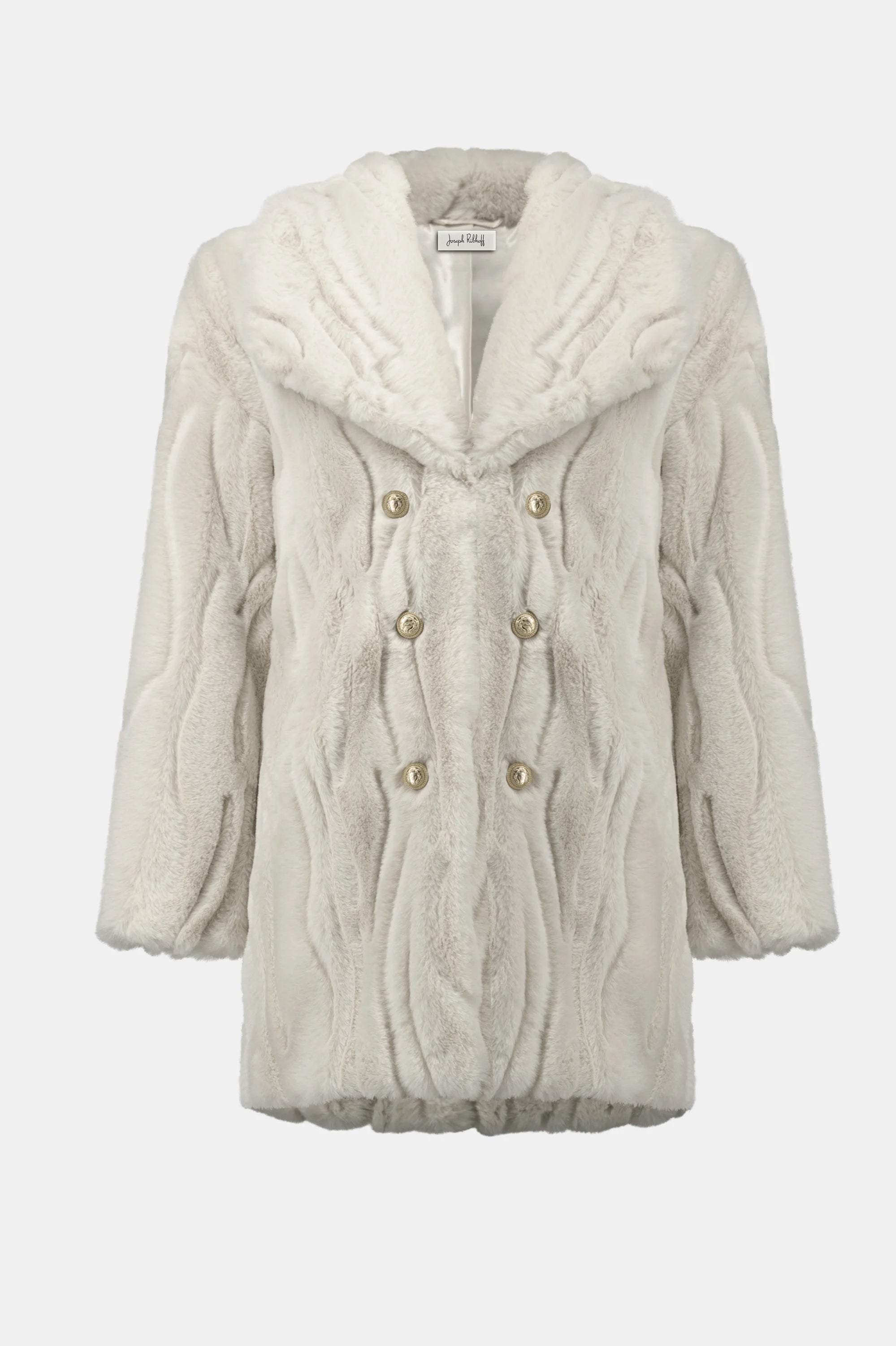 Joseph Ribkoff Textured Faux Fur Shawl Collar Coat-254908