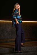 Classic Wide Leg Jeans with Rhinestone Seams Style 254918