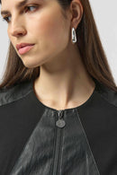 Joseph Ribkoff Heavy Knit and Leatherette Fitted Jacket-254928