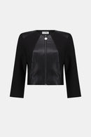 Joseph Ribkoff Heavy Knit and Leatherette Fitted Jacket-254928