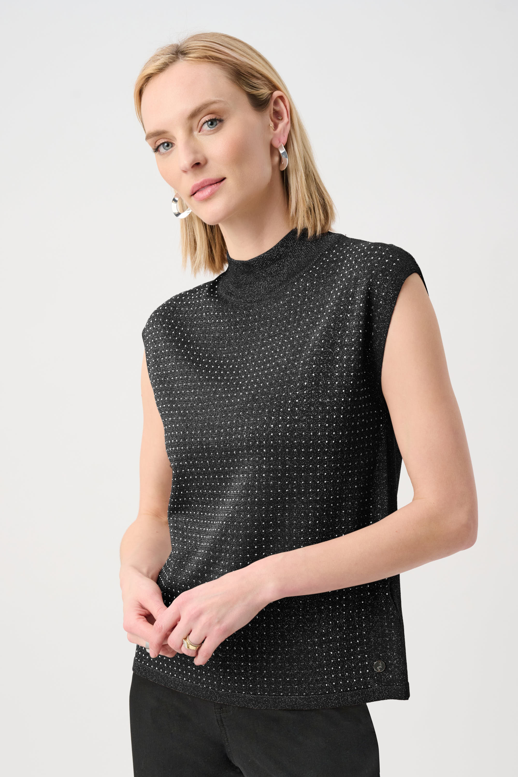 Sweater Knit Sleeveless Pullover with Iron-On Detail