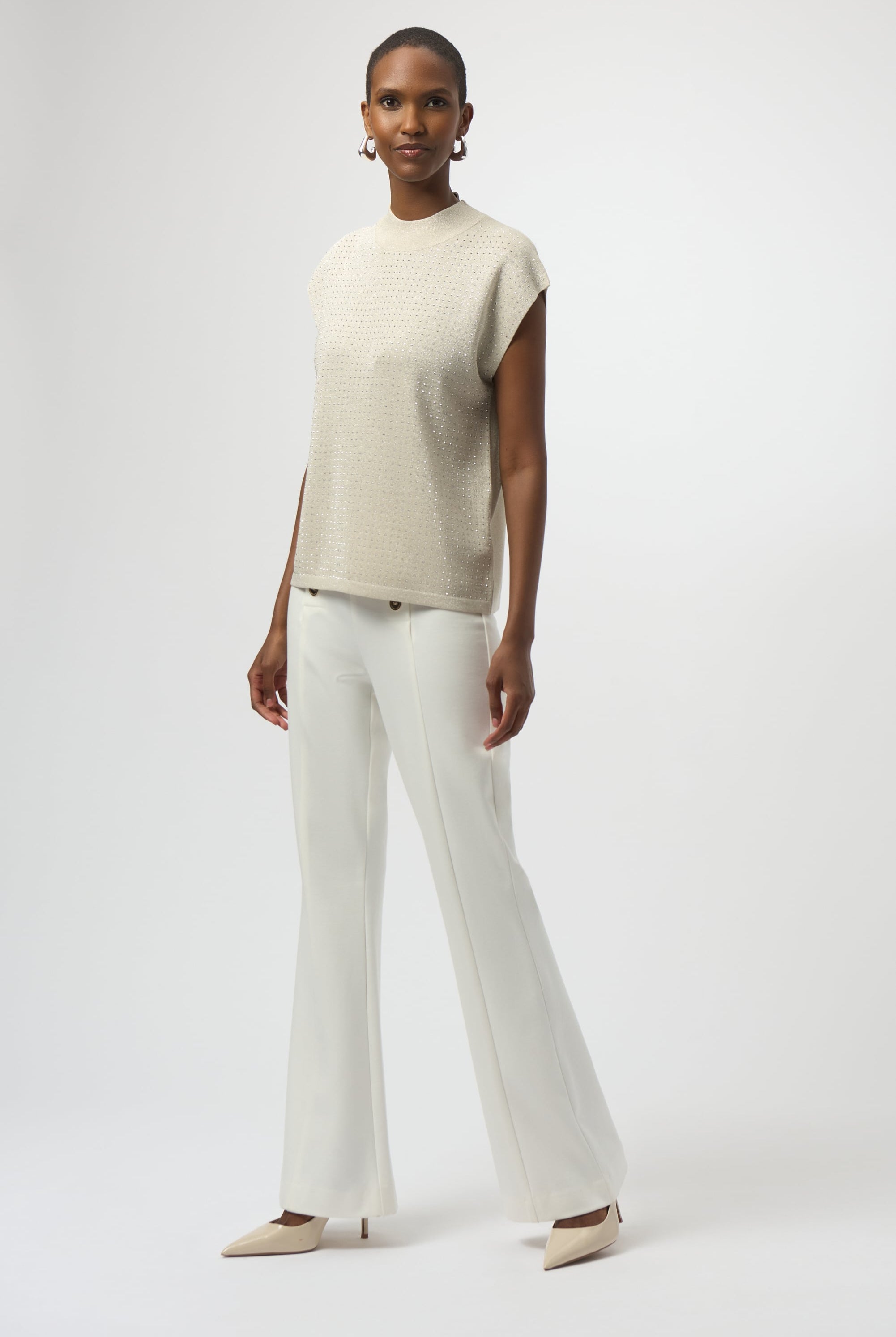 Sweater Knit Sleeveless Pullover with Iron-On Detail