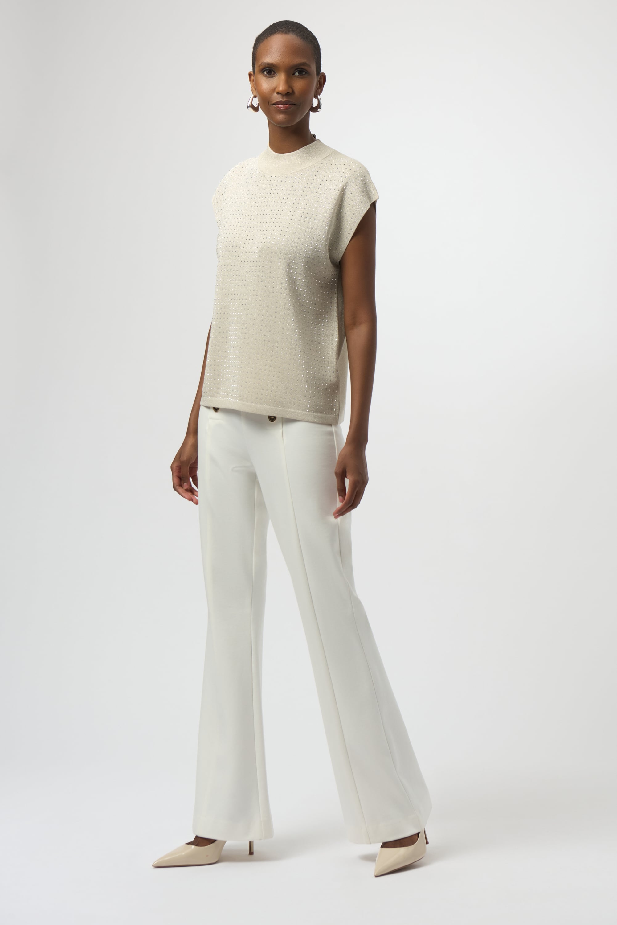 Sweater Knit Sleeveless Pullover with Iron-On Detail