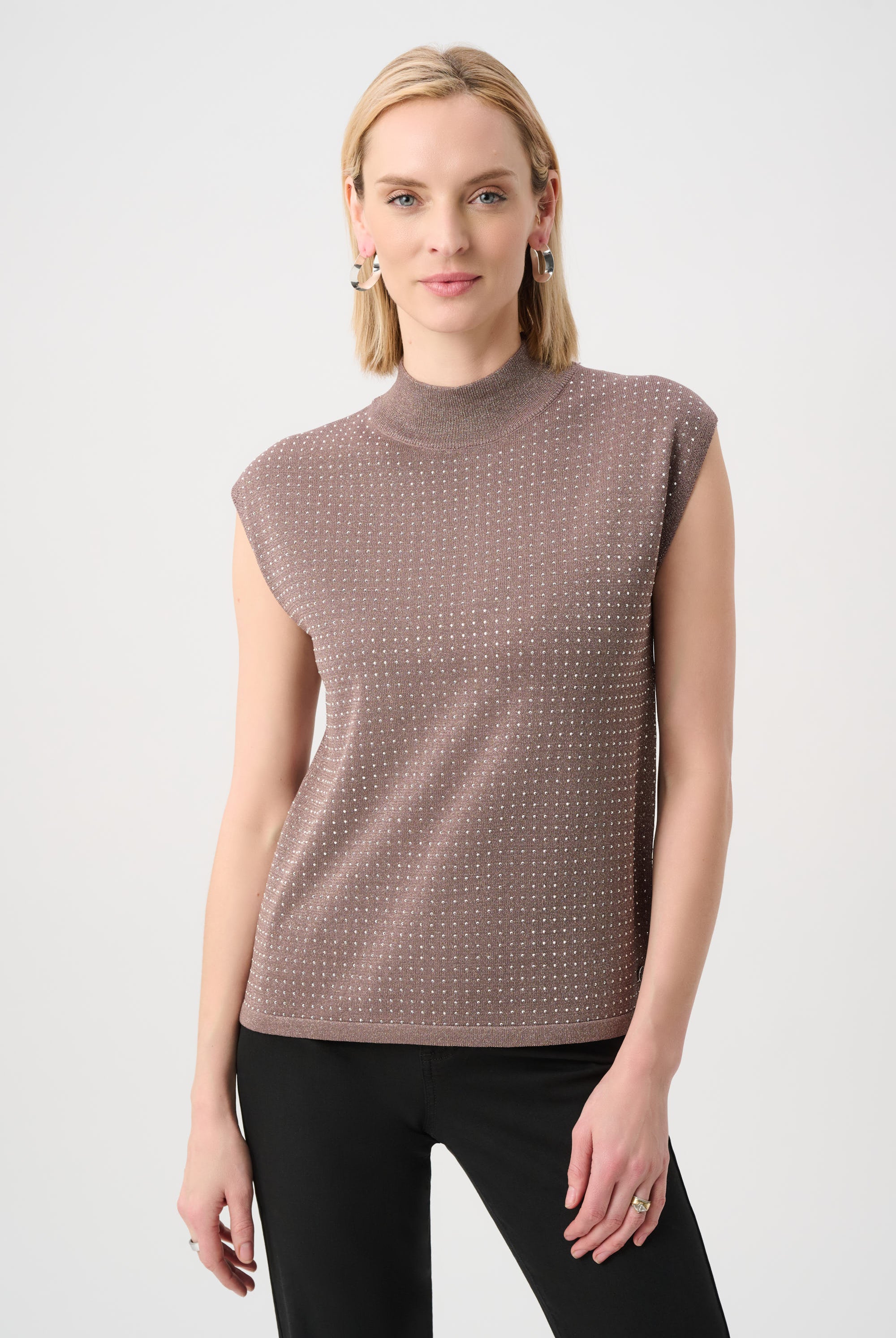 Sweater Knit Sleeveless Pullover with Iron-On Detail