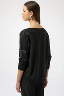 Joseph Ribkoff Sweater Knit Pullover with Iron-On Bow Detail-254950