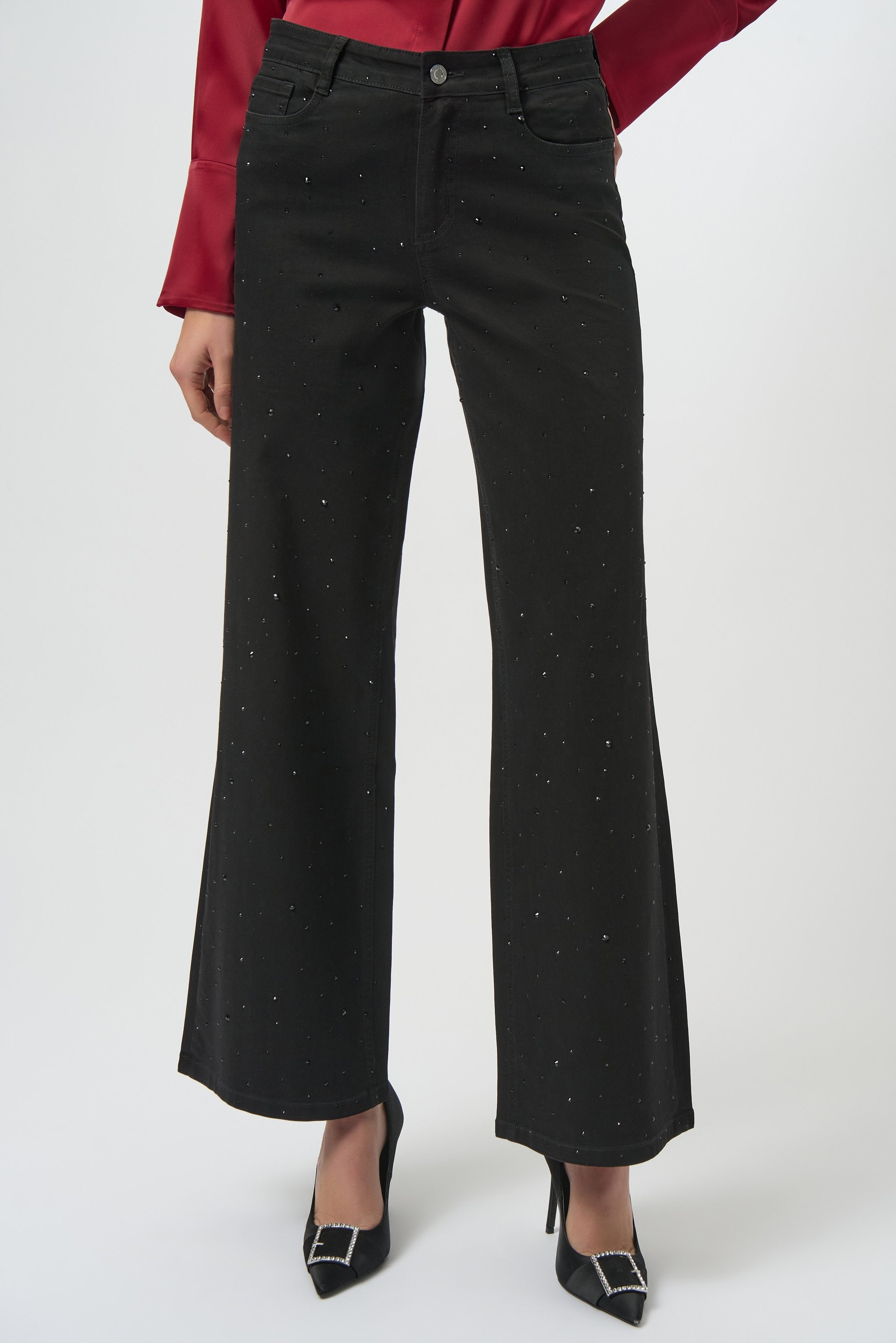 Joseph Ribkoff Classic Wide Leg Jeans with Rhinestones-254962