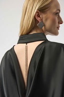 Joseph Ribkoff Satin Blouse with Back Cowl Neck and Rhinestone Detail-254967