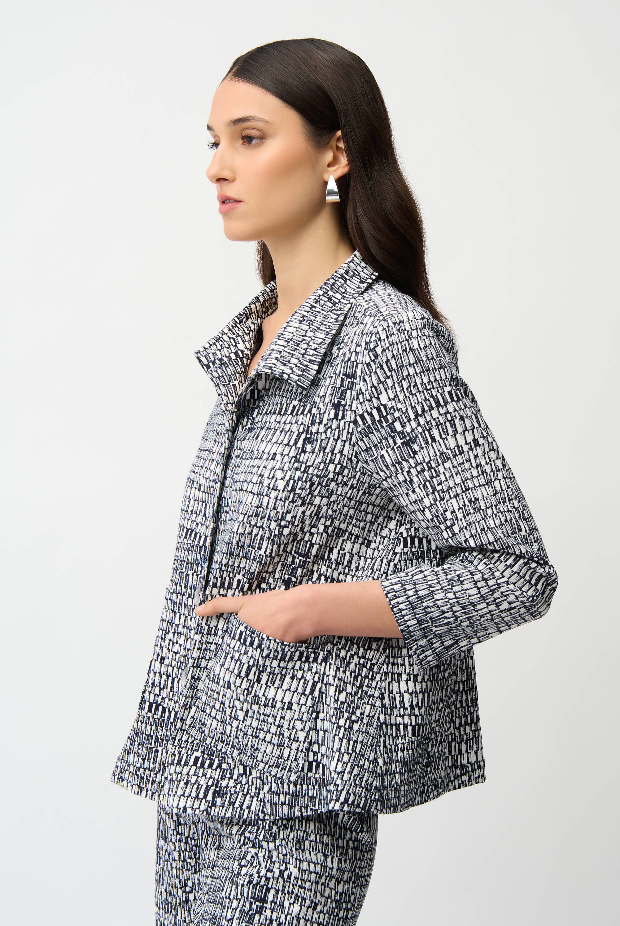 Millennium Abstract Print Trapeze Jacket