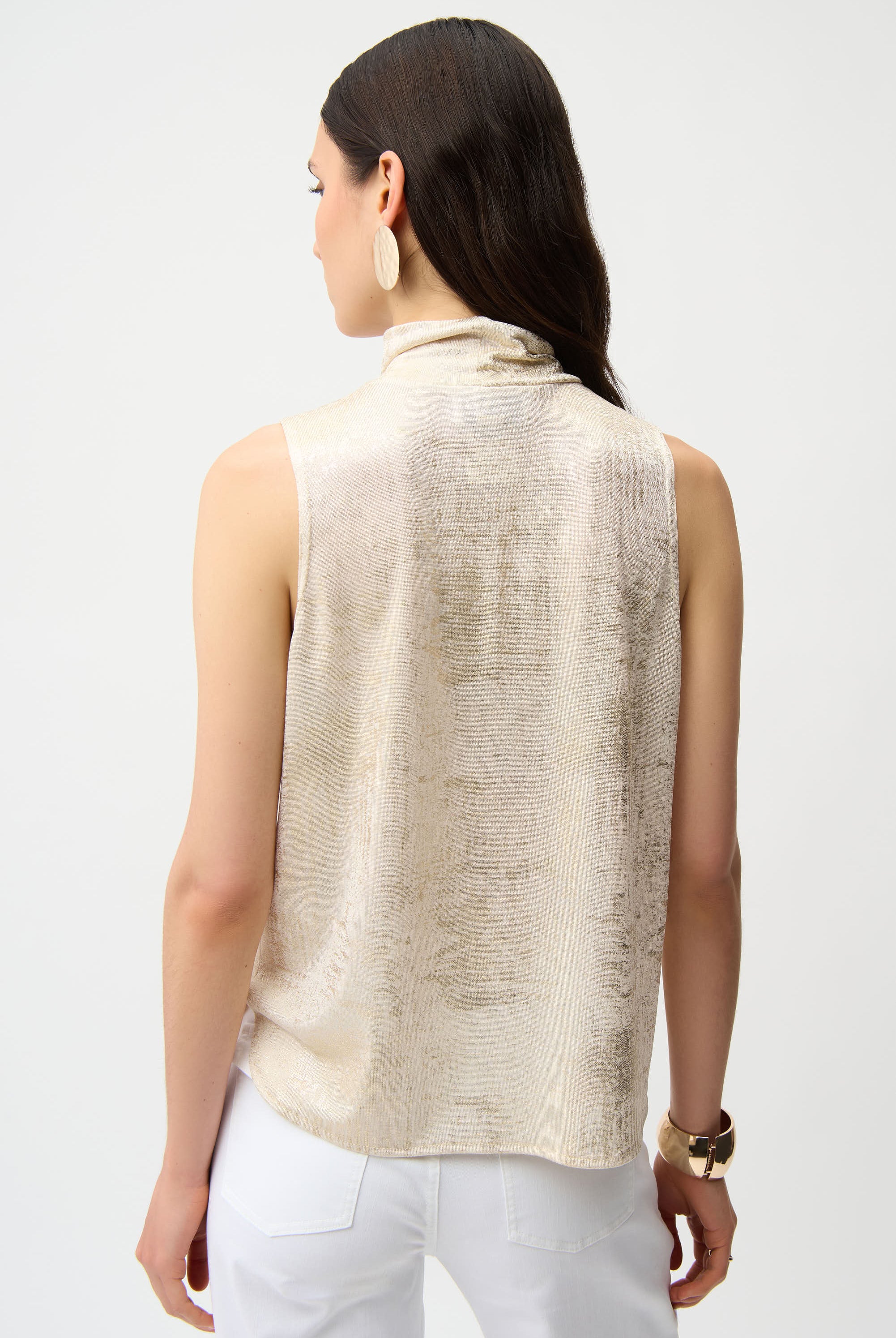 Foiled Knit Straight Sleeveless Top