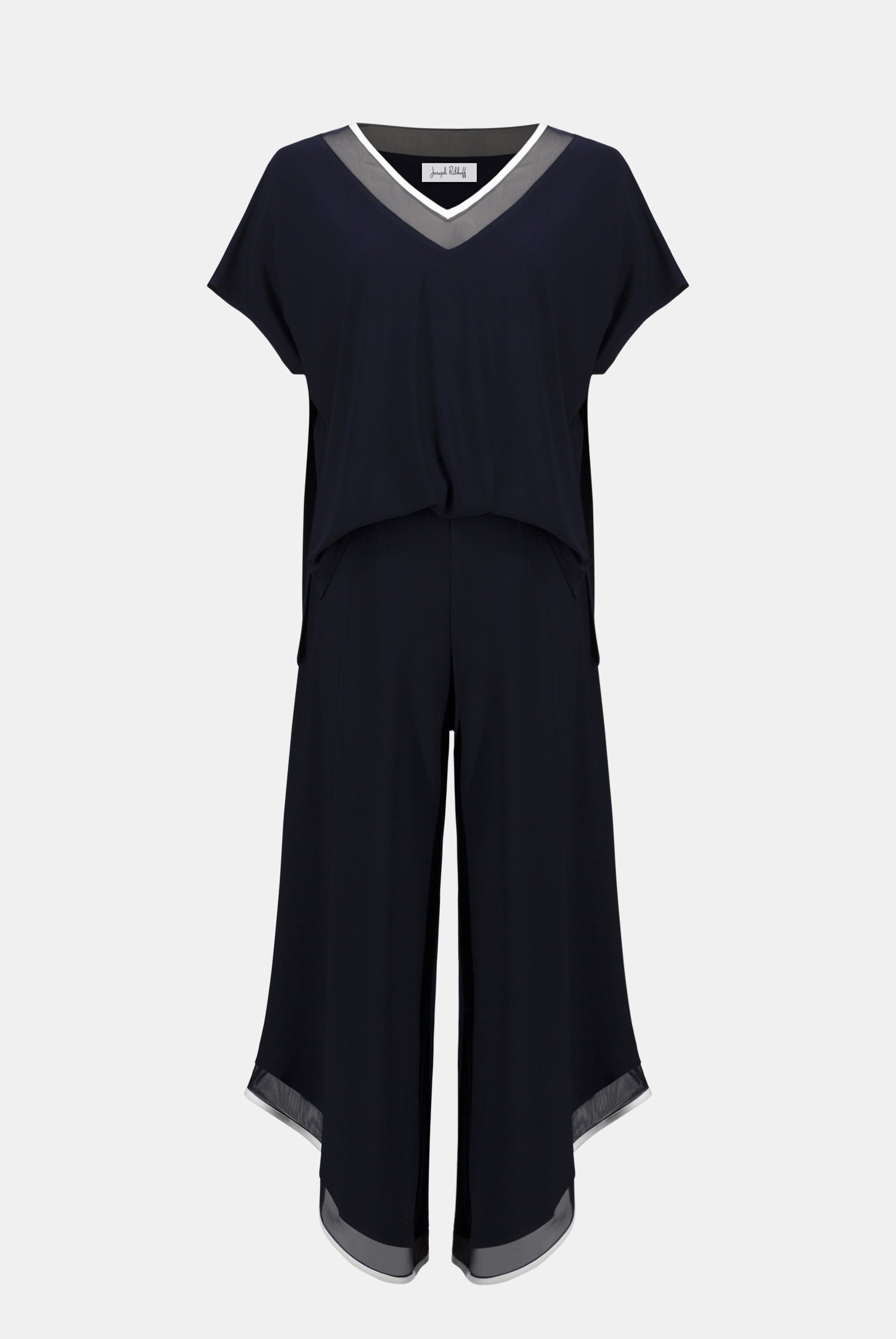 Silky Knit Color Block Wide Leg Culotte Jumpsuit