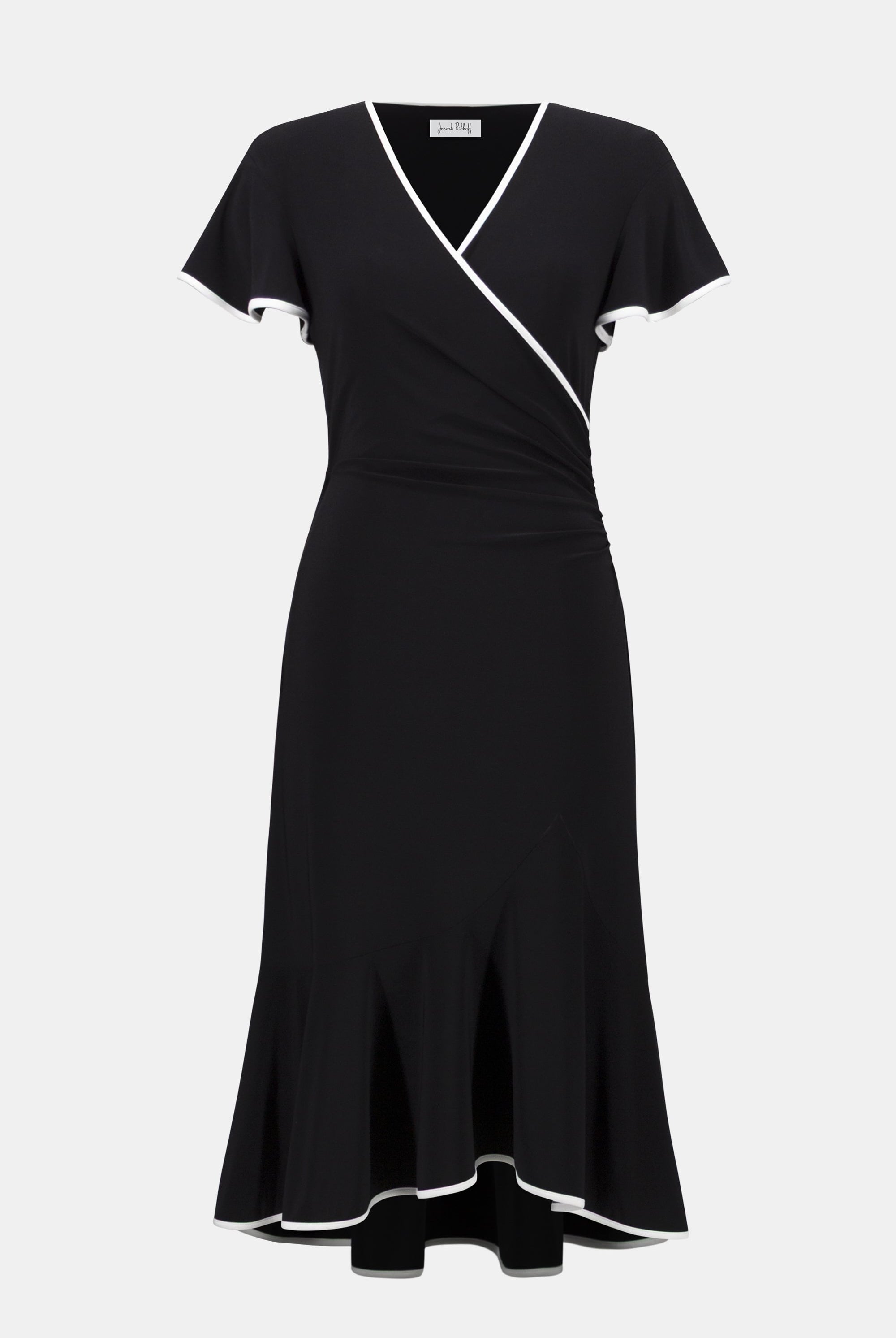 Silky Knit Wrap Dress With Contrast Trim