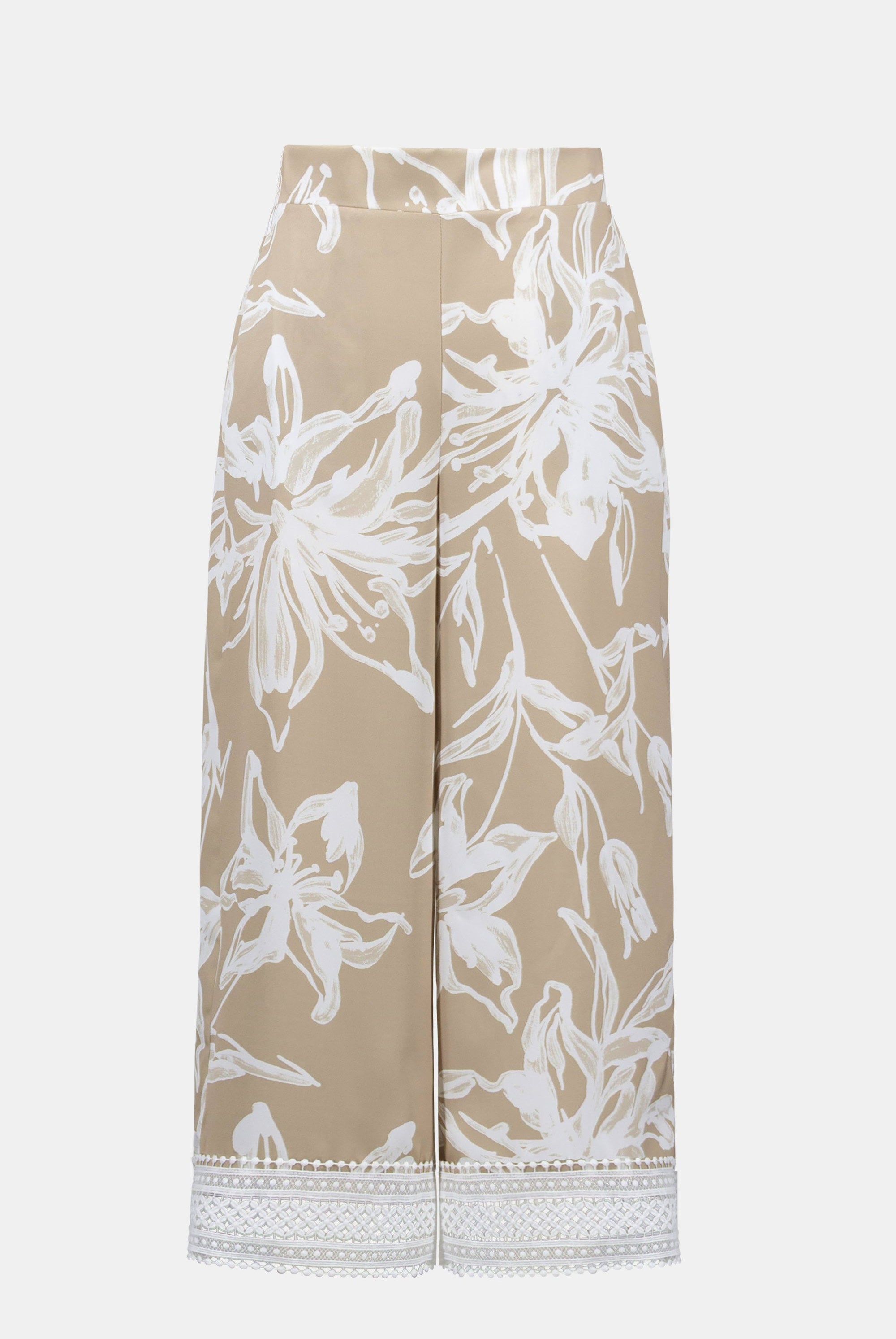 Recycled Satin Floral Print Pull-On Culotte Pants