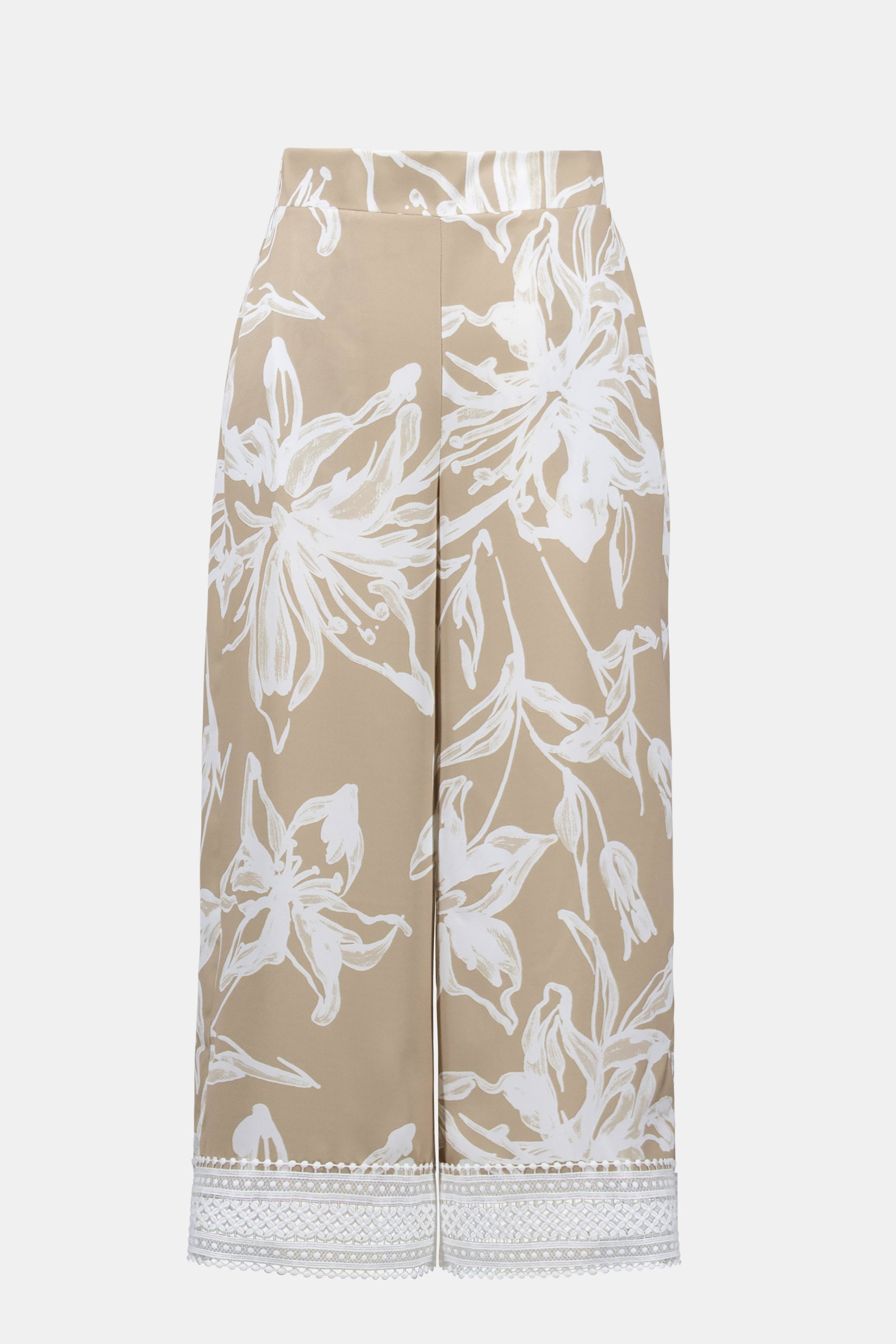Recycled Satin Floral Print Pull-On Culotte Pants