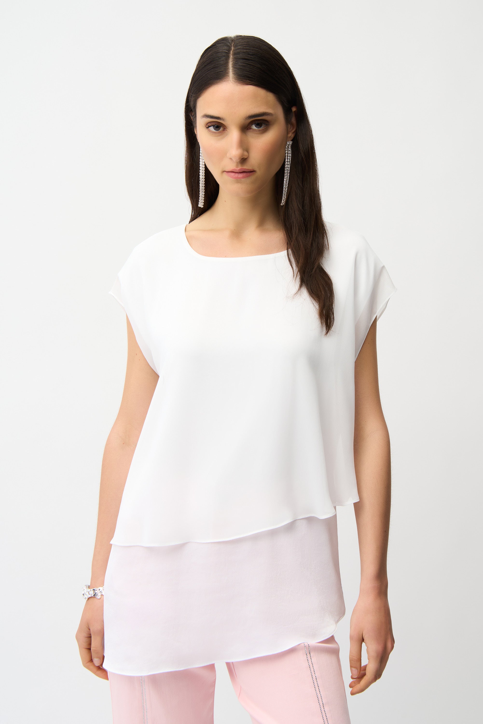 Recycled Satin & Chiffon Asymmetrical Tunic