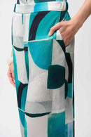 Joseph Ribkoff Textured Satin Geometric Print Wide Leg Pull-On Pants-261042
