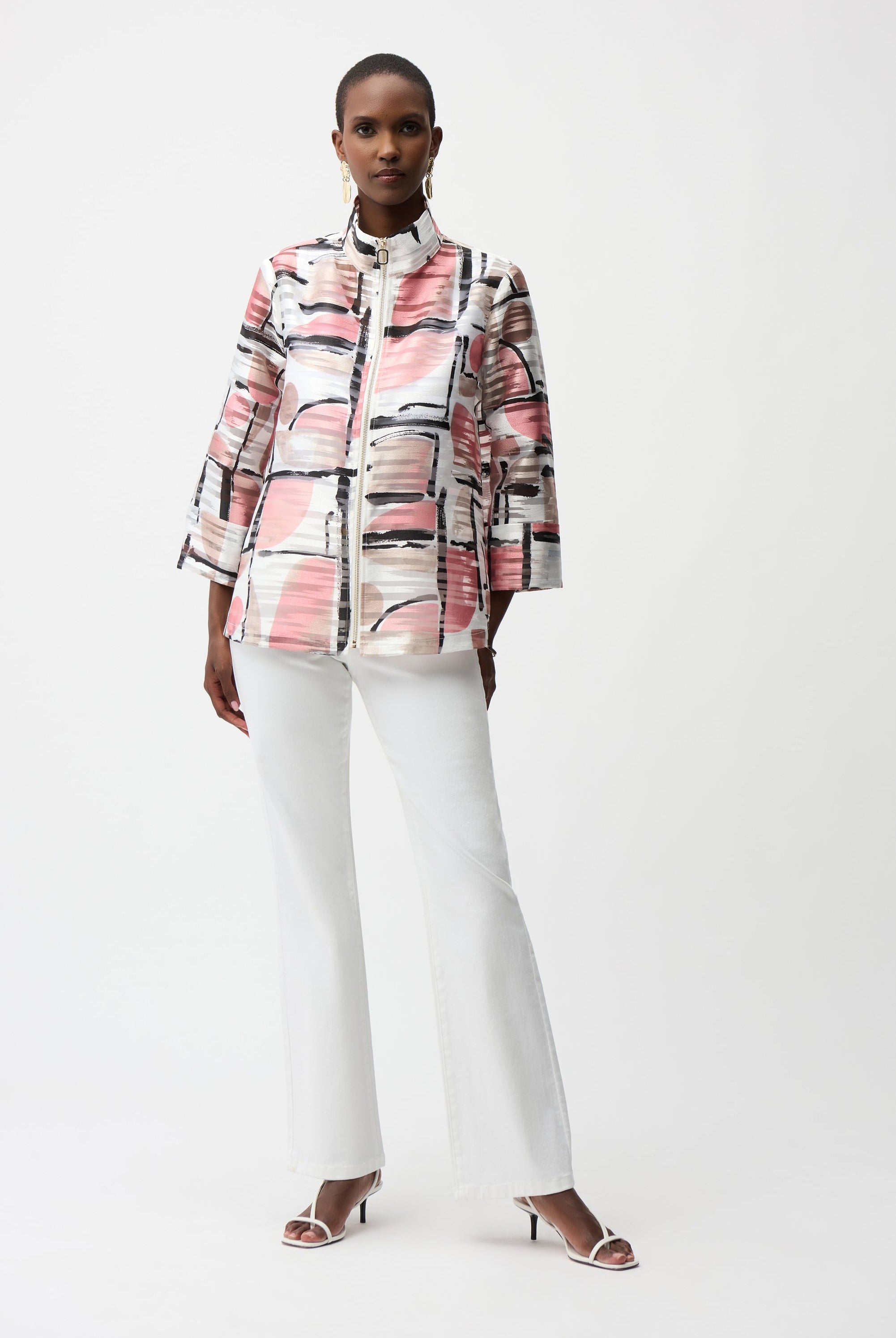 Organza Jacquard Abstract Print Boxy Jacket