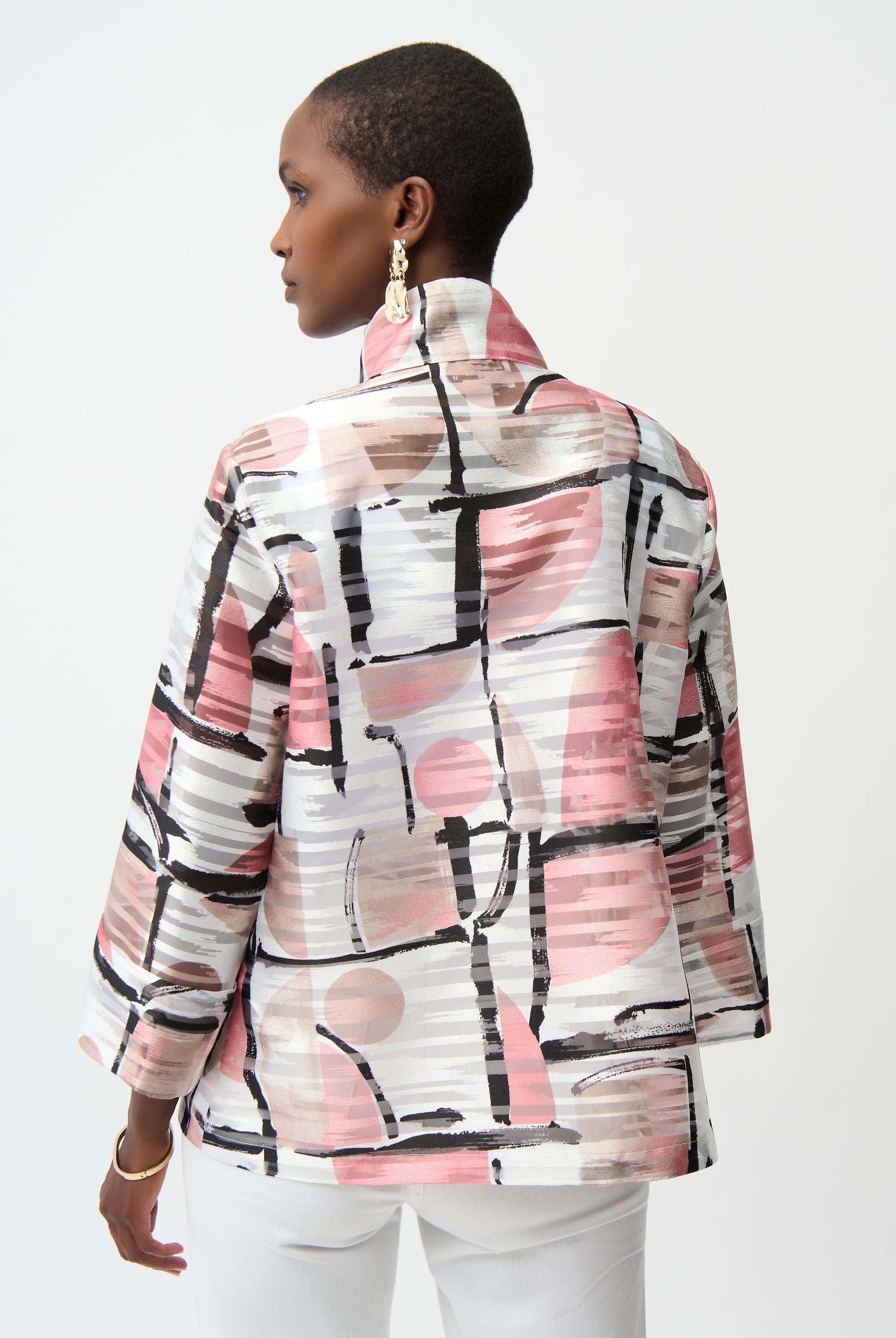 Organza Jacquard Abstract Print Boxy Jacket