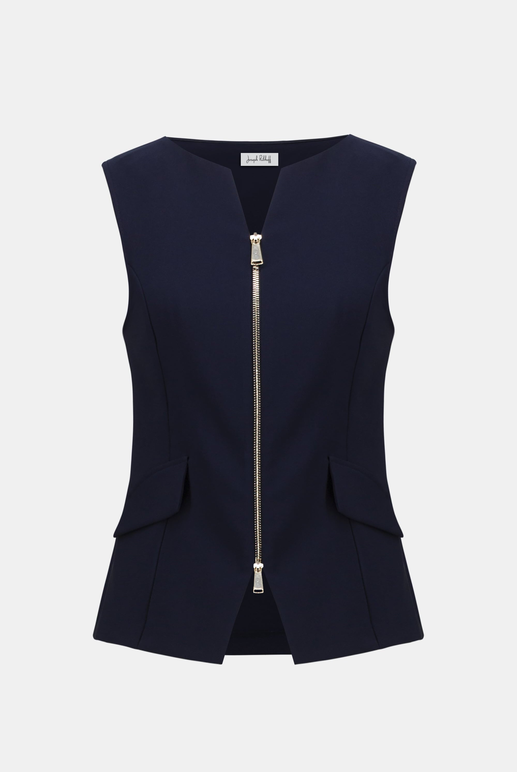 Lux Twill Fitted Vest With Front Zipper