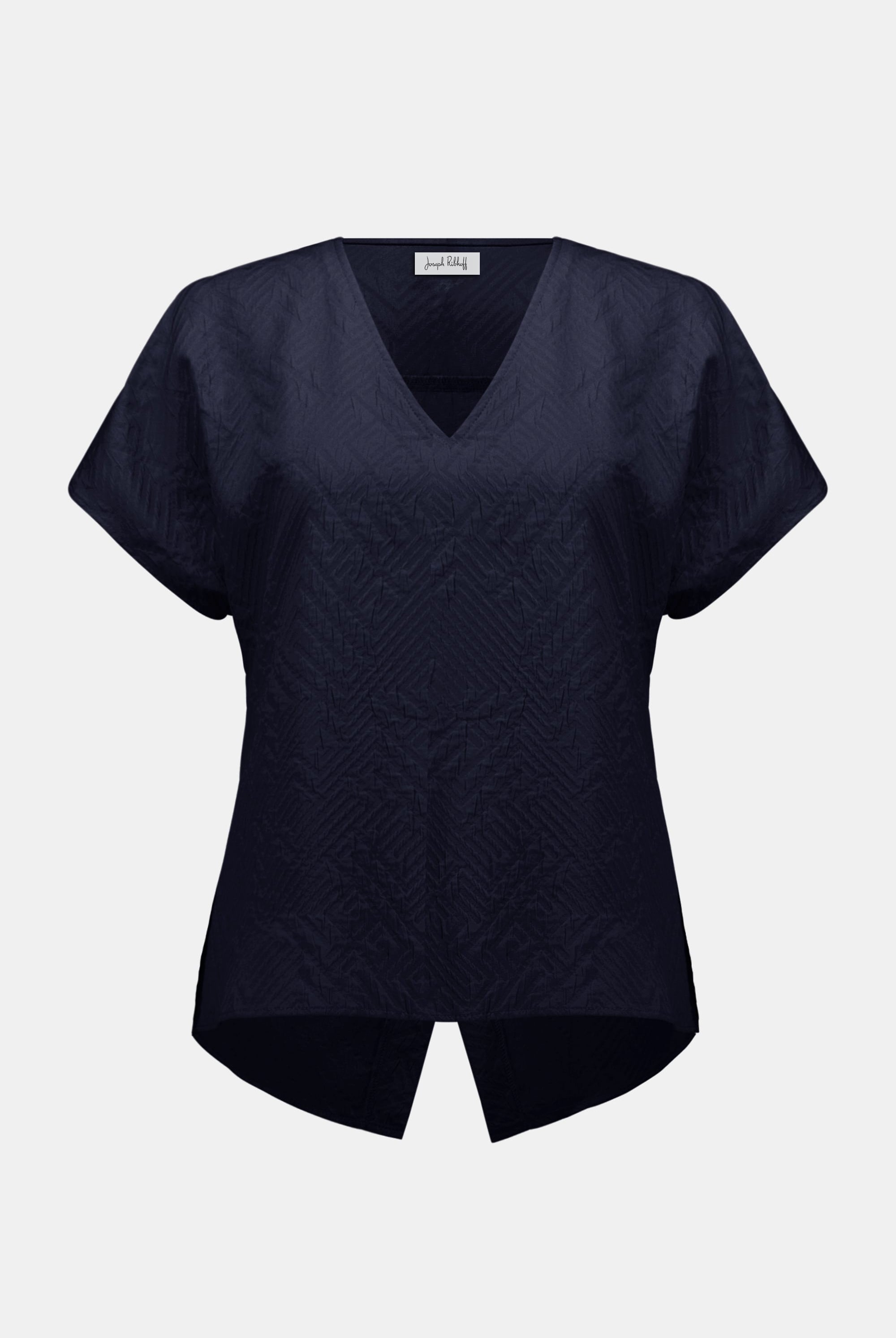 Geometric Textured Jacquard Top With V-neckline