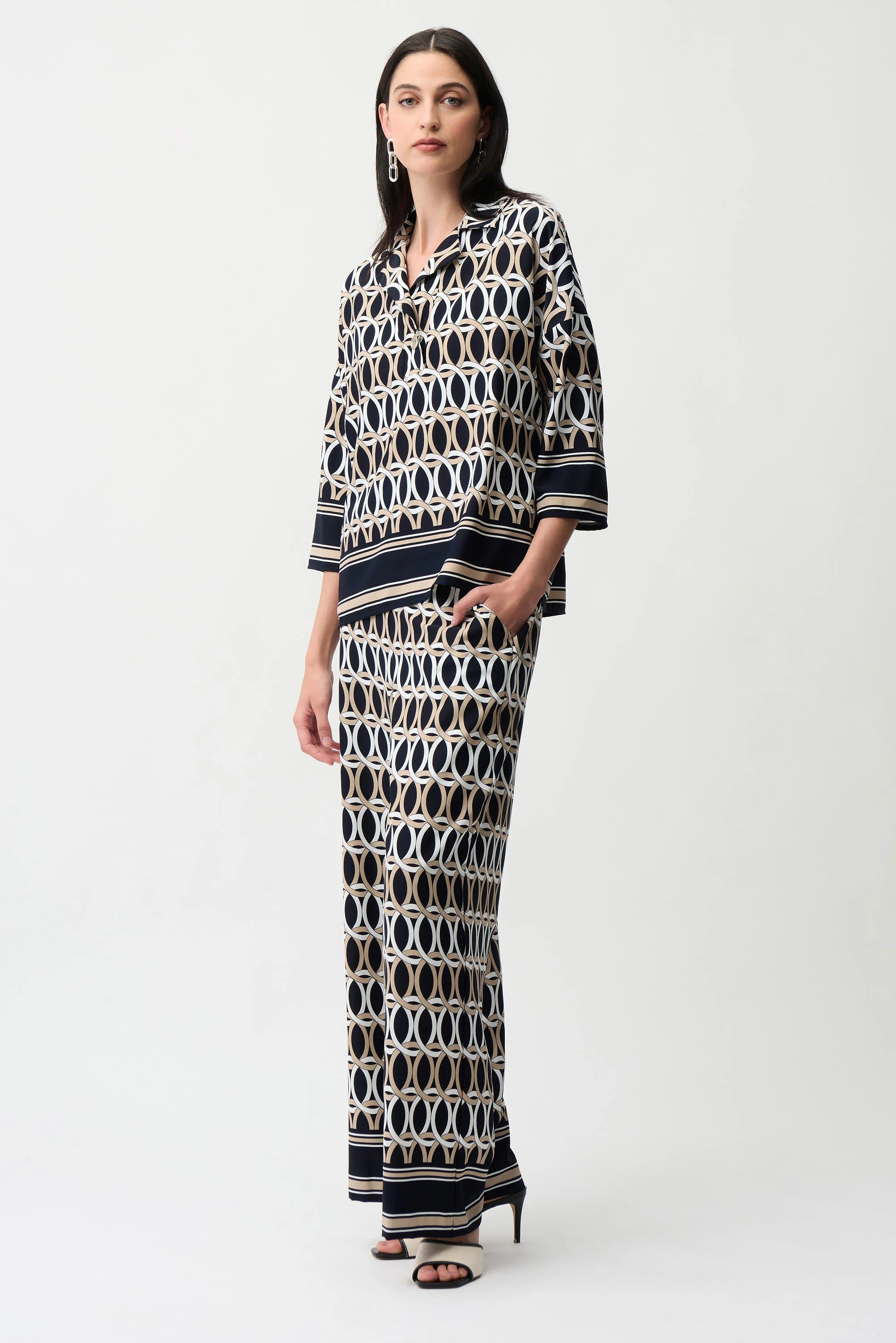Joseph Ribkoff Woven Geometric Print Wide Leg-261058