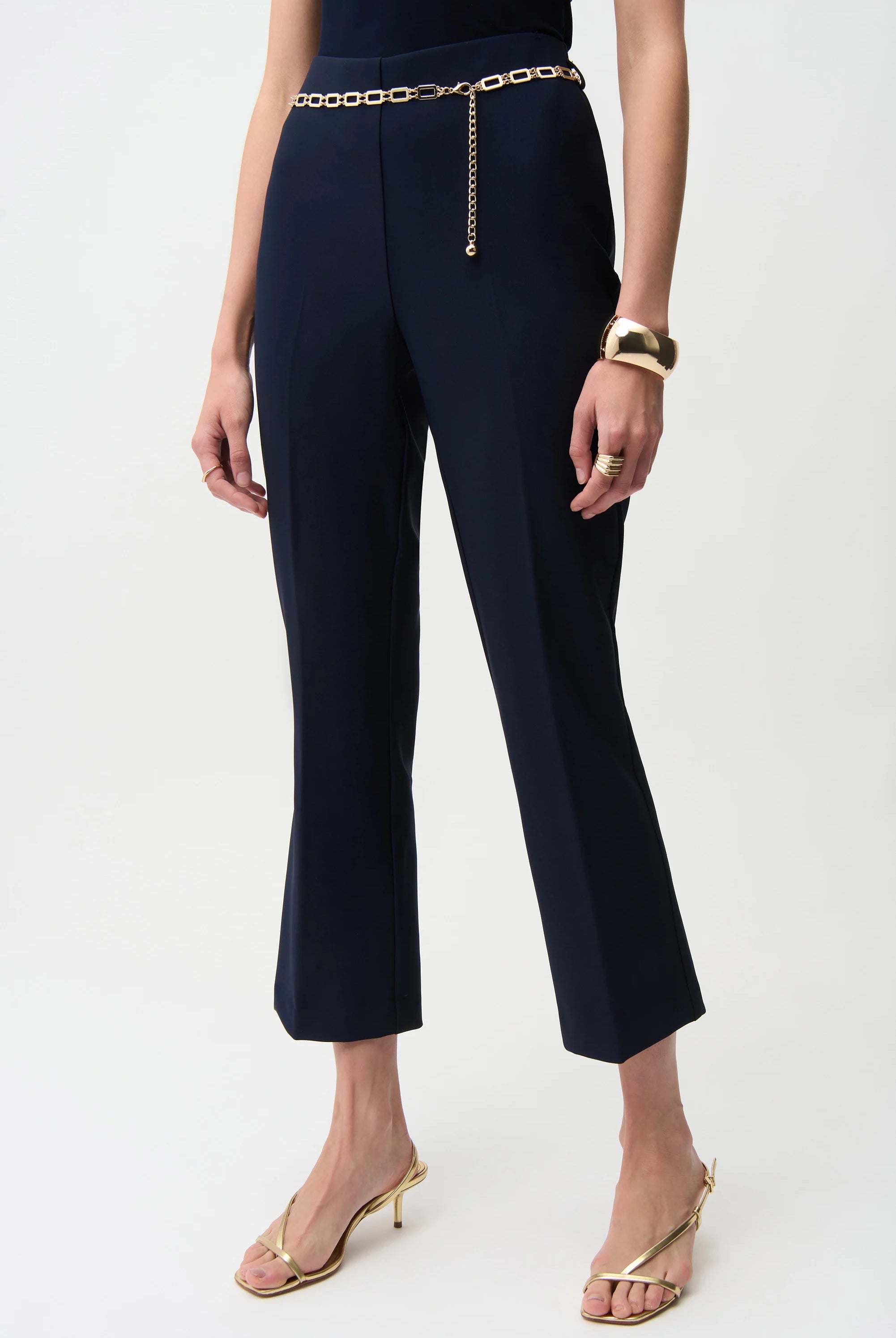 Joseph Ribkoff Twill Pull-On Flare Pants With Chain Belt | Unique Apparel USA