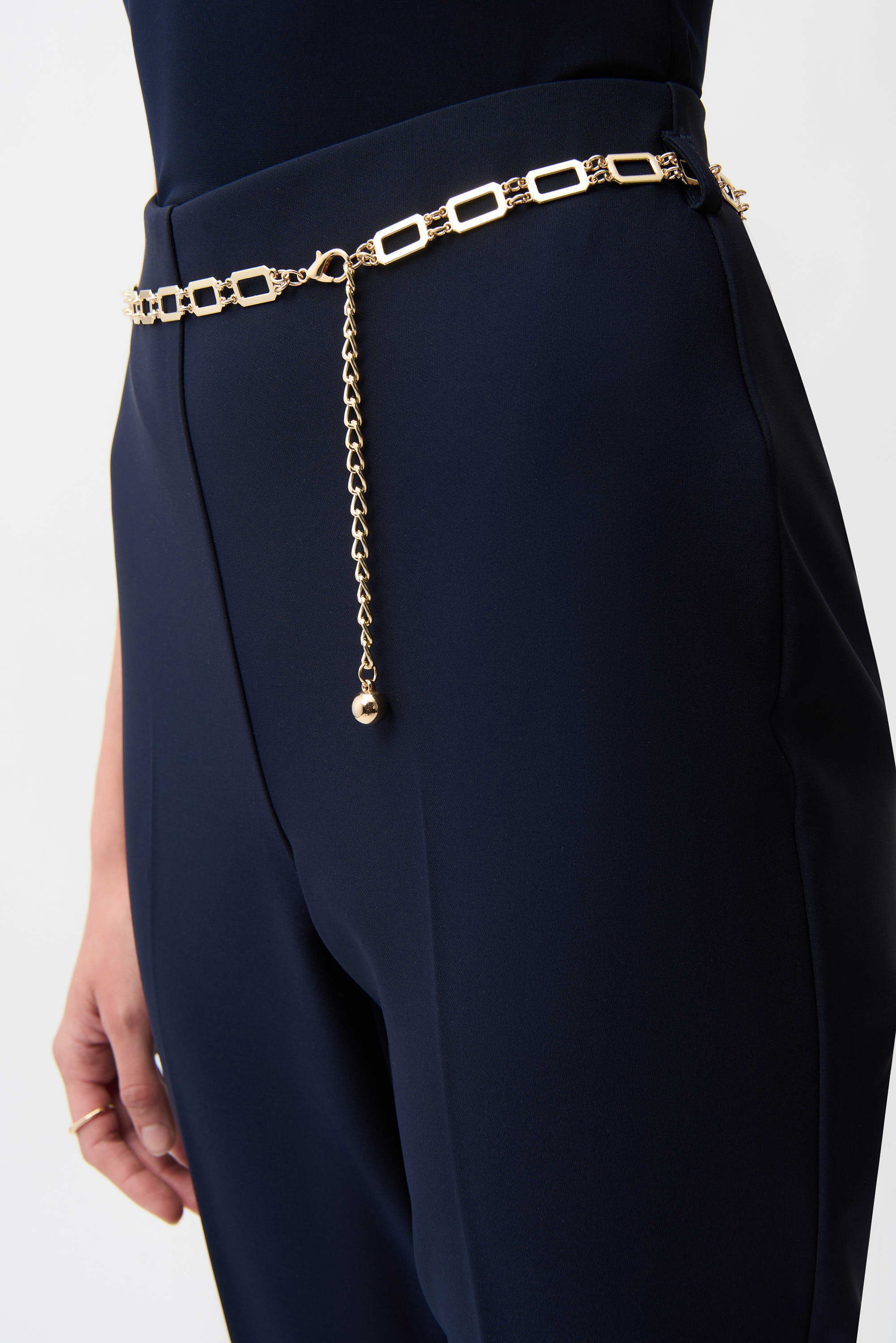 Joseph Ribkoff Twill Pull-On Flare Pants With Chain Belt-261059