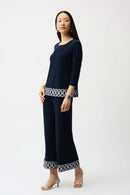 Joseph Ribkoff Silky Knit Fitted Top With Guipure Hem Detail-261069
