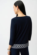 Joseph Ribkoff Silky Knit Fitted Top With Guipure Hem Detail-261069