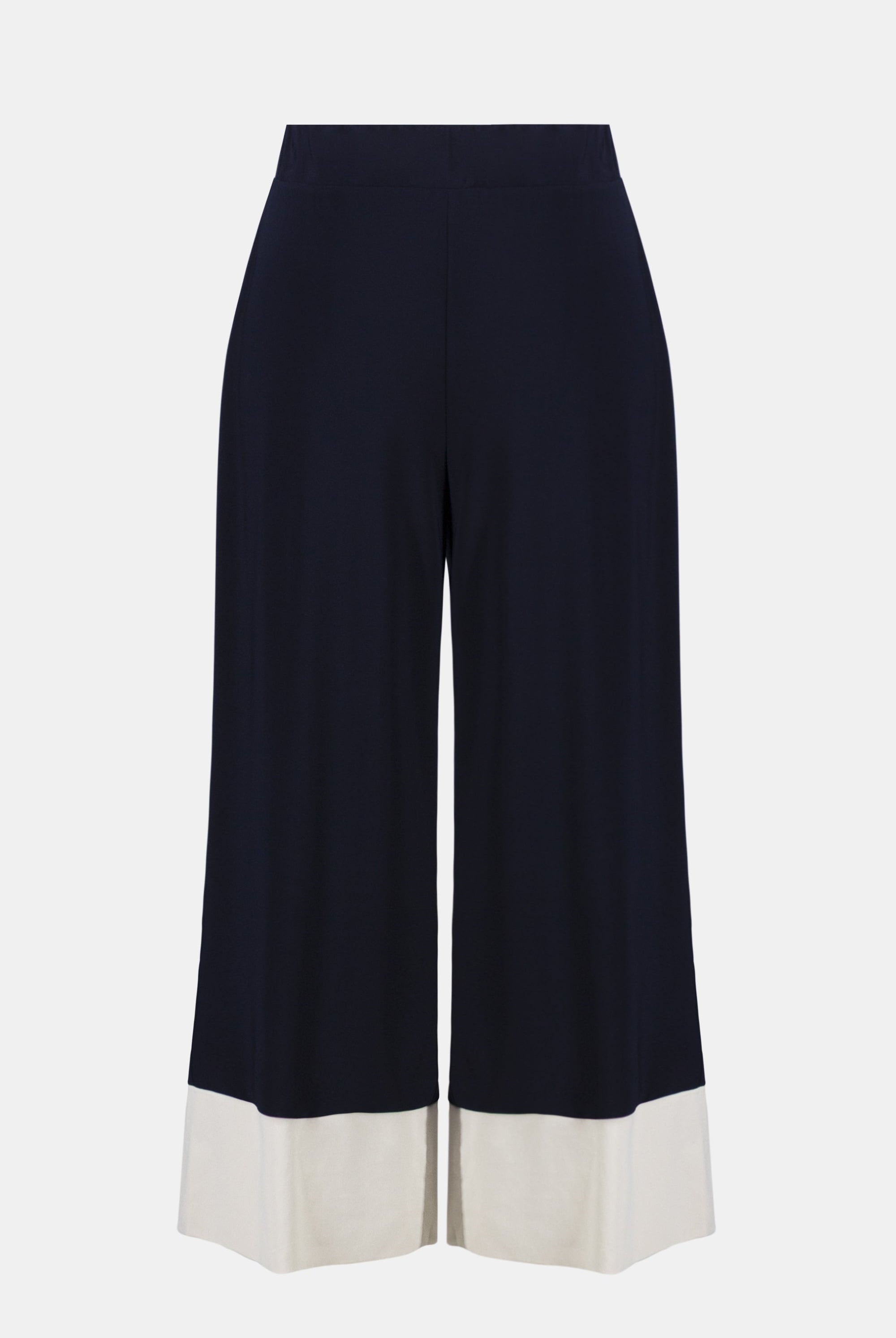 Silky Knit & Stretch Poplin Color Block Pull-On Culotte Pants