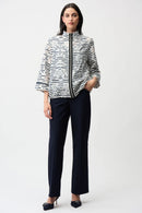 Joseph Ribkoff Jacquard Organza Stripe Bomber Jacket-261094