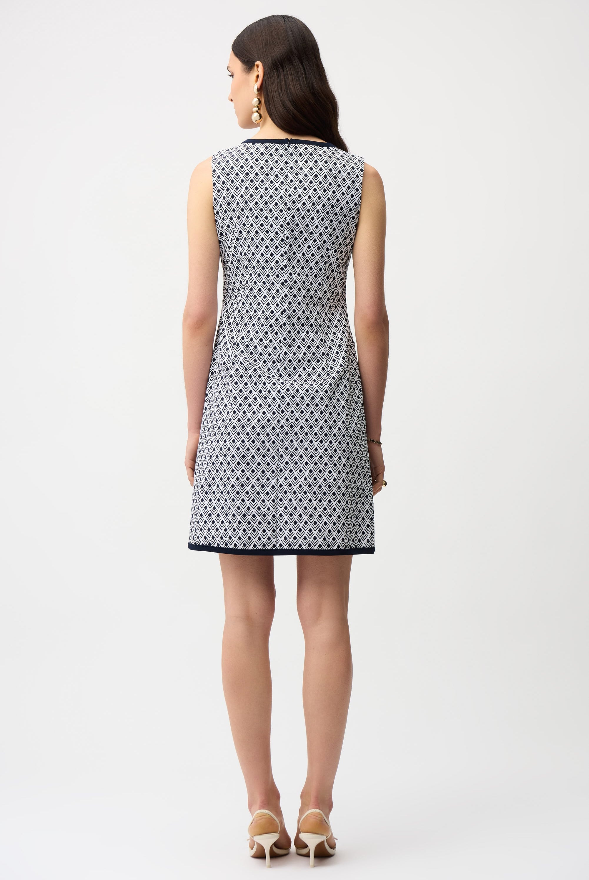 Millennium Geometric Print A-Line Dress With Contrast Trim