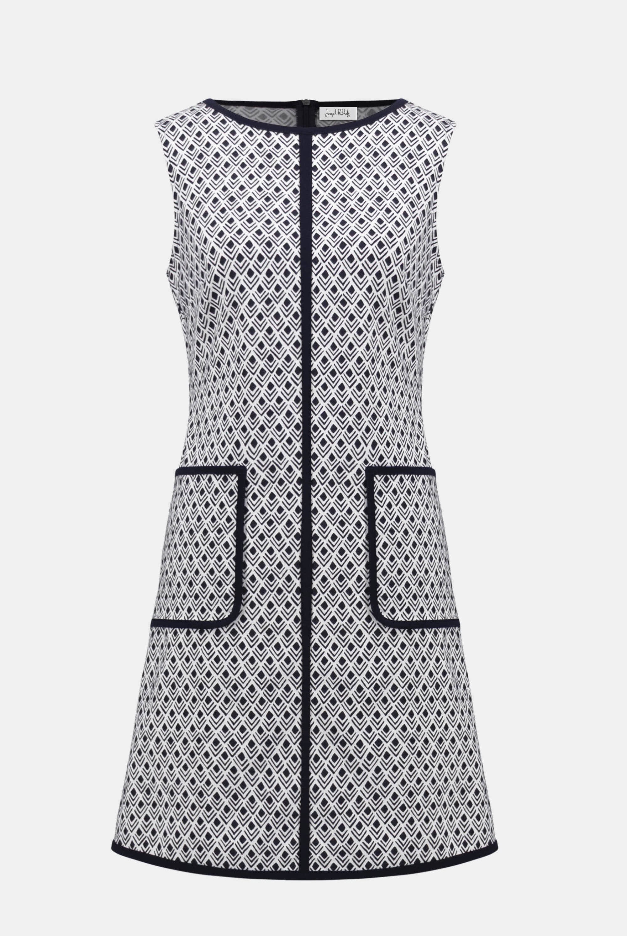 Millennium Geometric Print A-Line Dress With Contrast Trim
