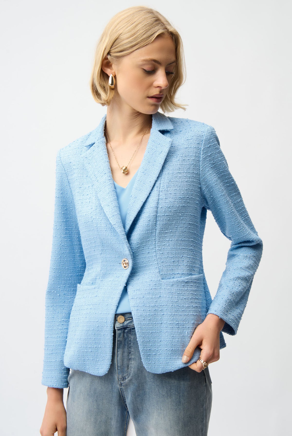 Joseph Ribkoff Bouclé Fitted Blazer With Notched Collar-261101, view 9