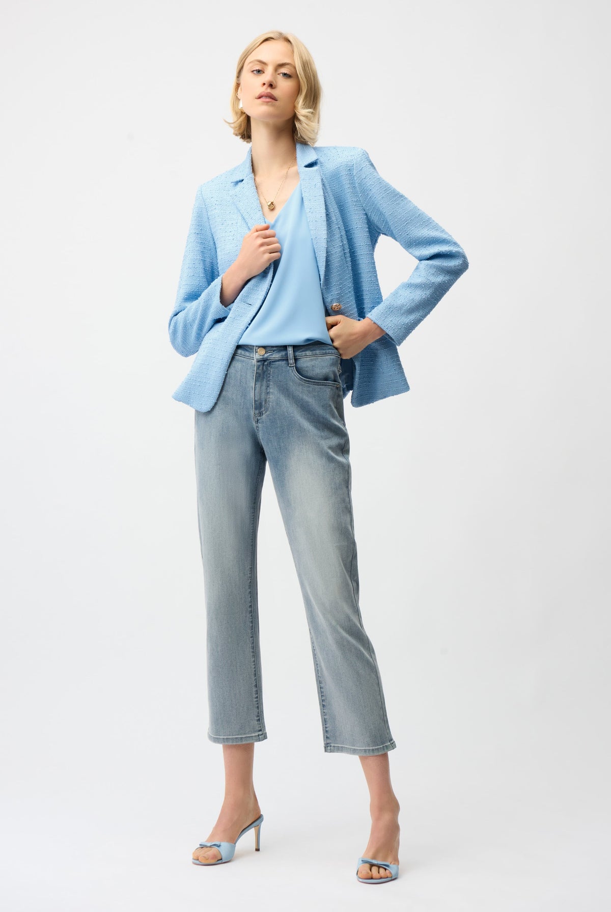Joseph Ribkoff Bouclé Fitted Blazer With Notched Collar-261101, view 2