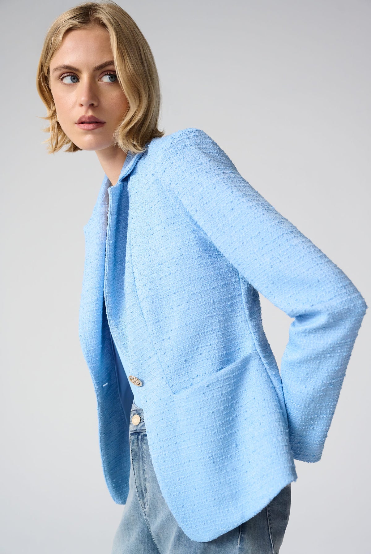 Joseph Ribkoff Bouclé Fitted Blazer With Notched Collar-261101, view 5