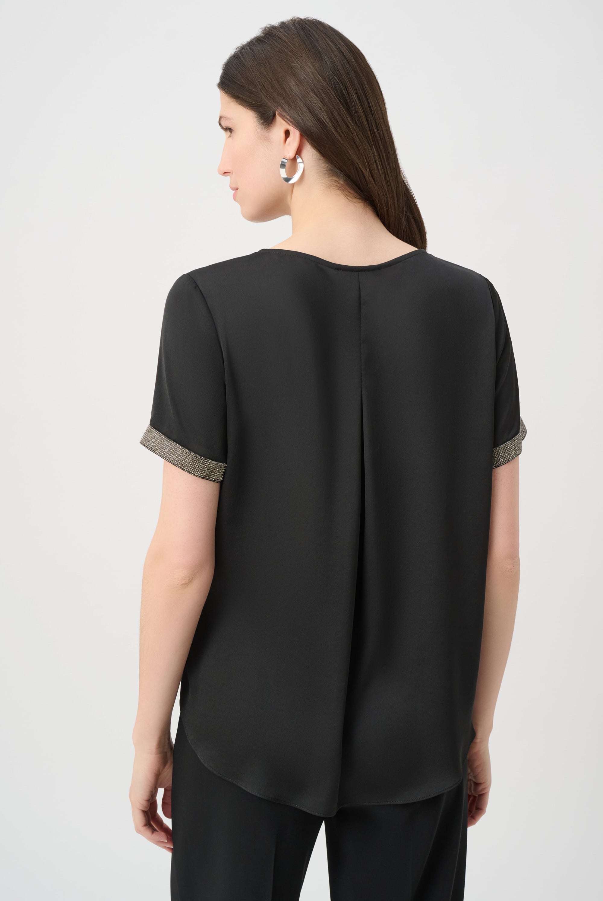 Recycled Satin Top With Rhinestones detail