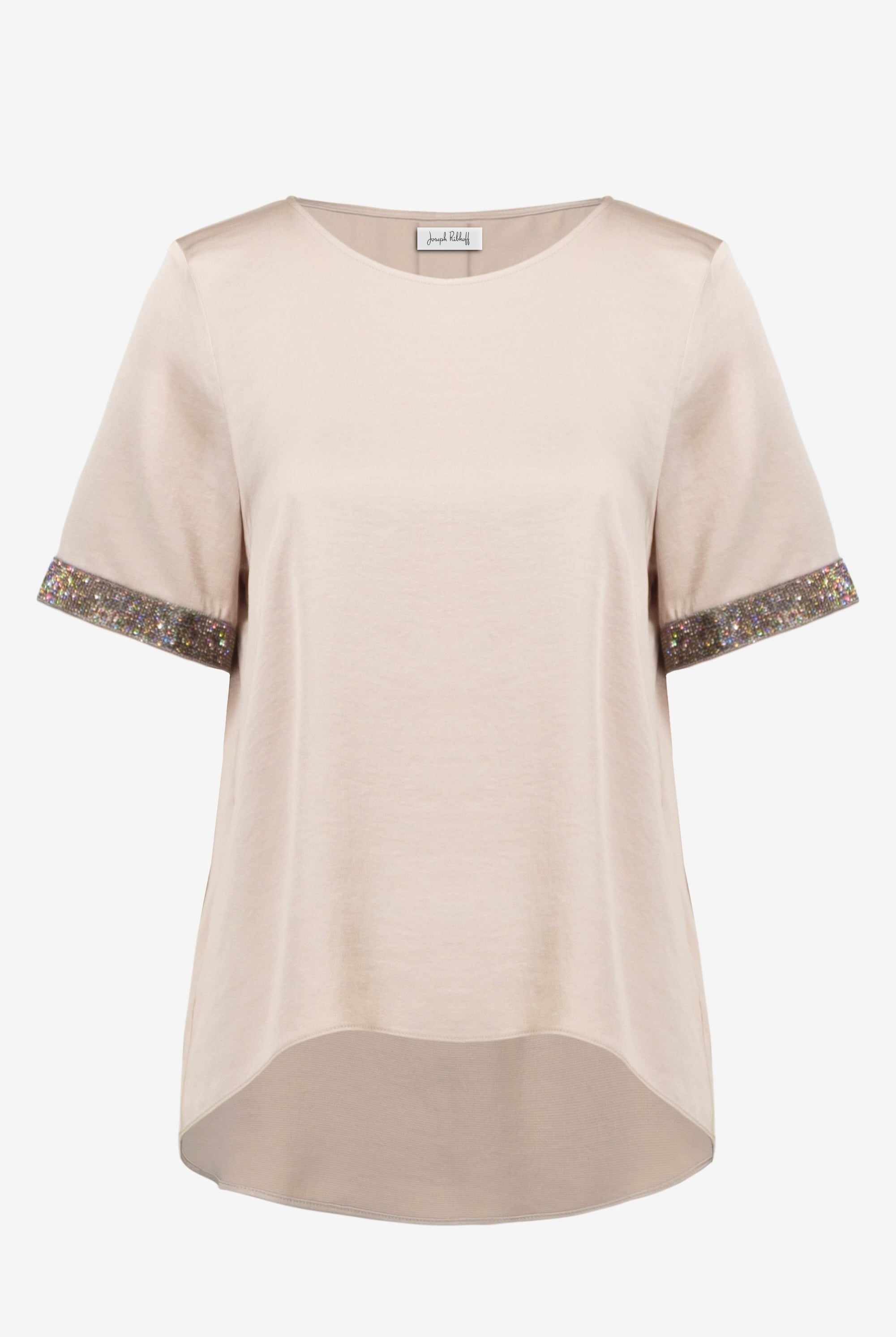 Recycled Satin Top With Rhinestones detail