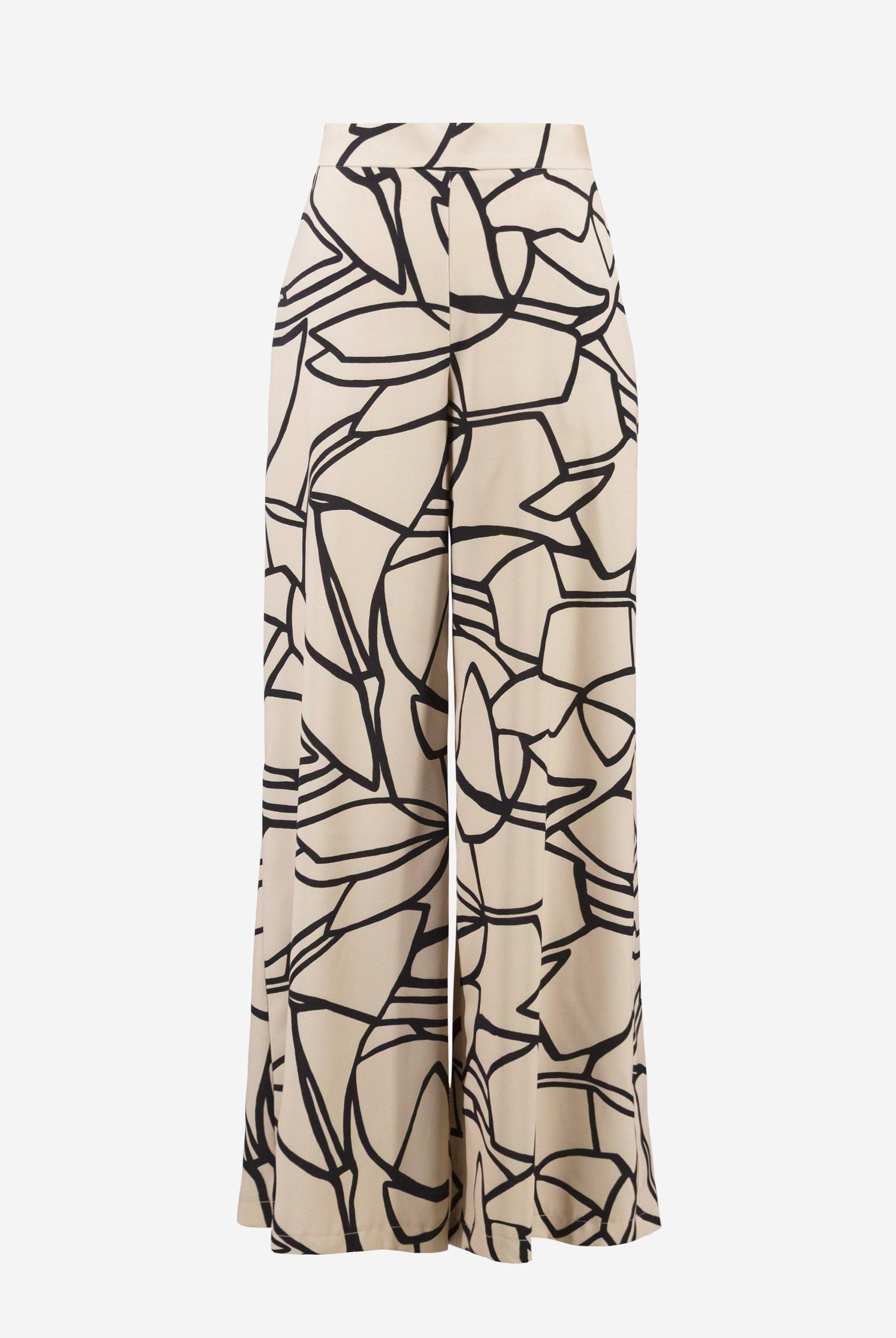 Recycled Woven Abstract Print Wide Leg Pull-On Pants