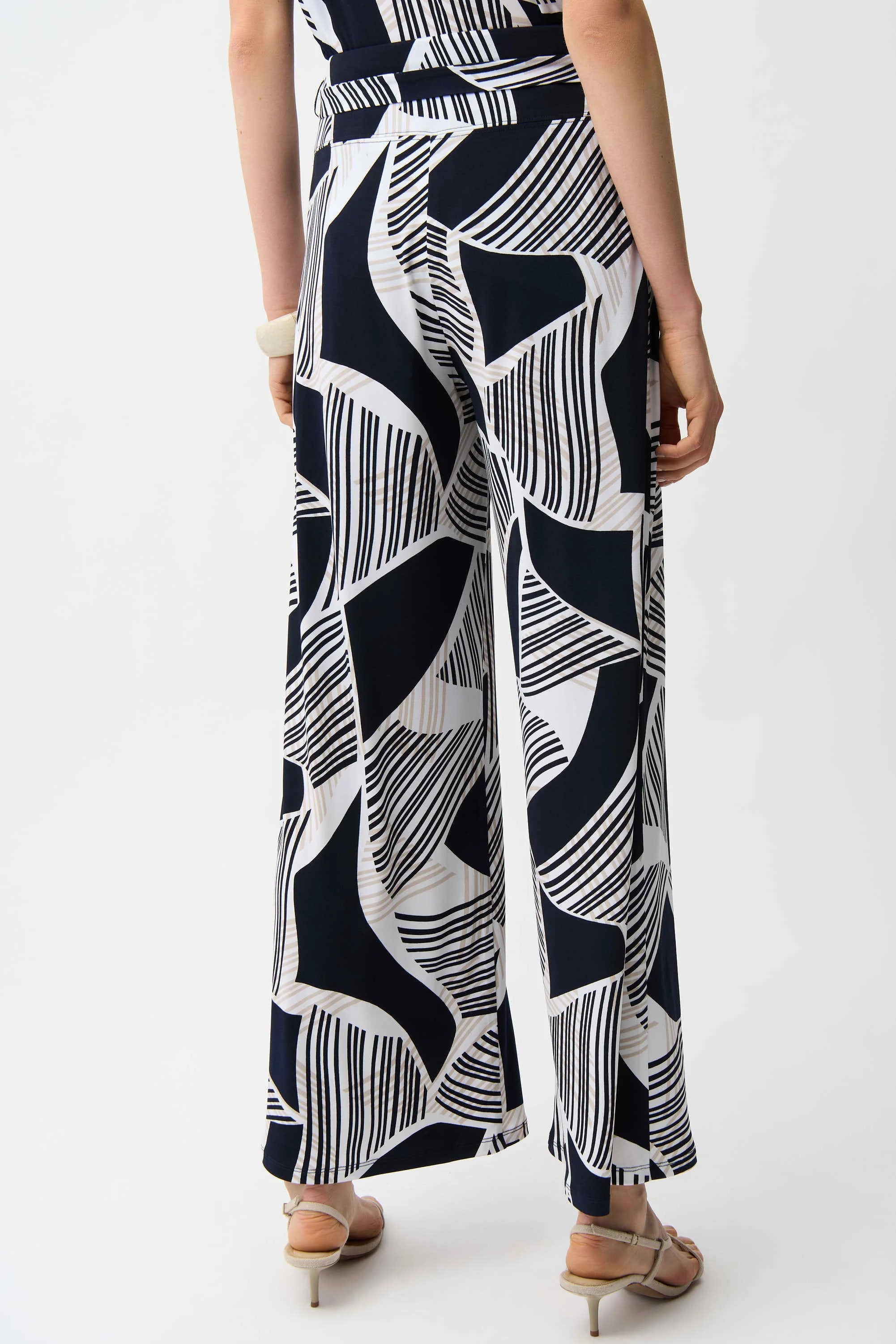 Joseph Ribkoff Silky Knit Geometric Print Wide Leg Pull-On Pants-261139