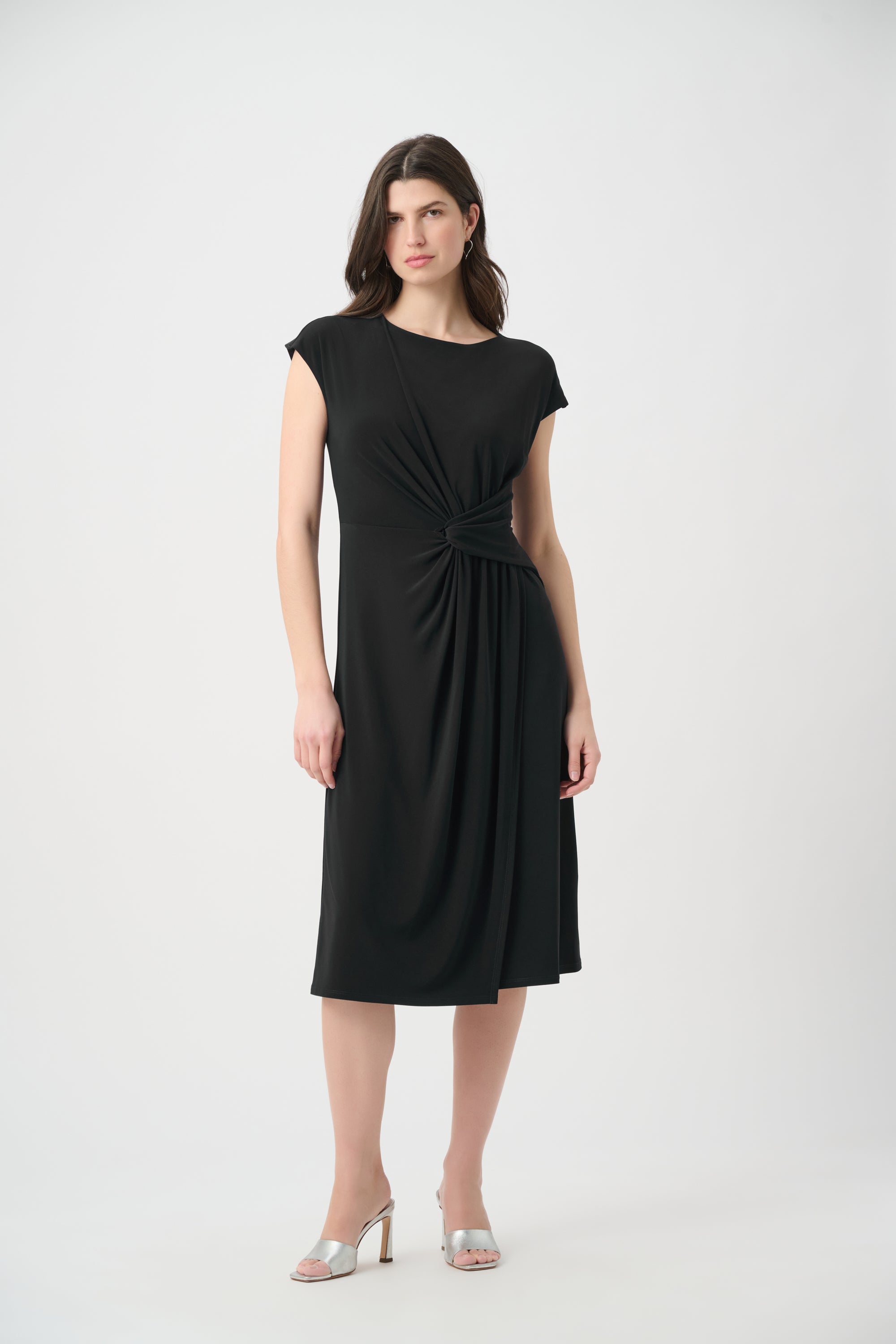 Silky Knit A Line Dress With Wrap Skirt