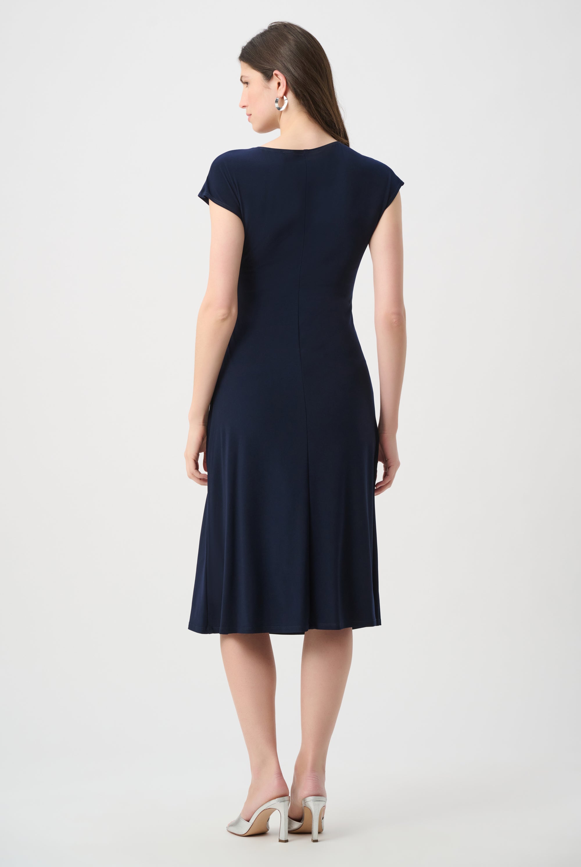 Silky Knit A Line Dress With Wrap Skirt